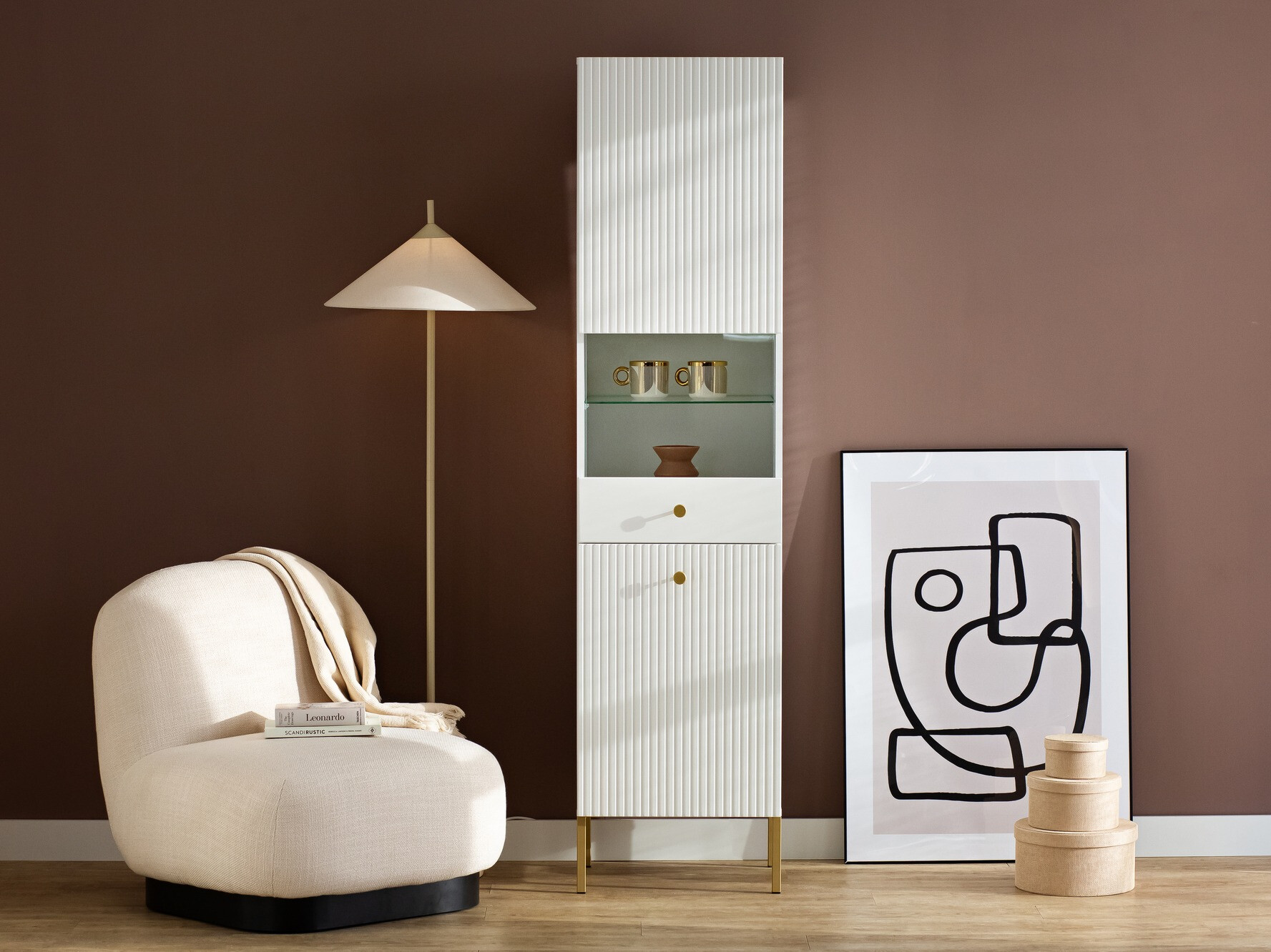 Boekenkast Etliva 107 (Wit + Gouden)