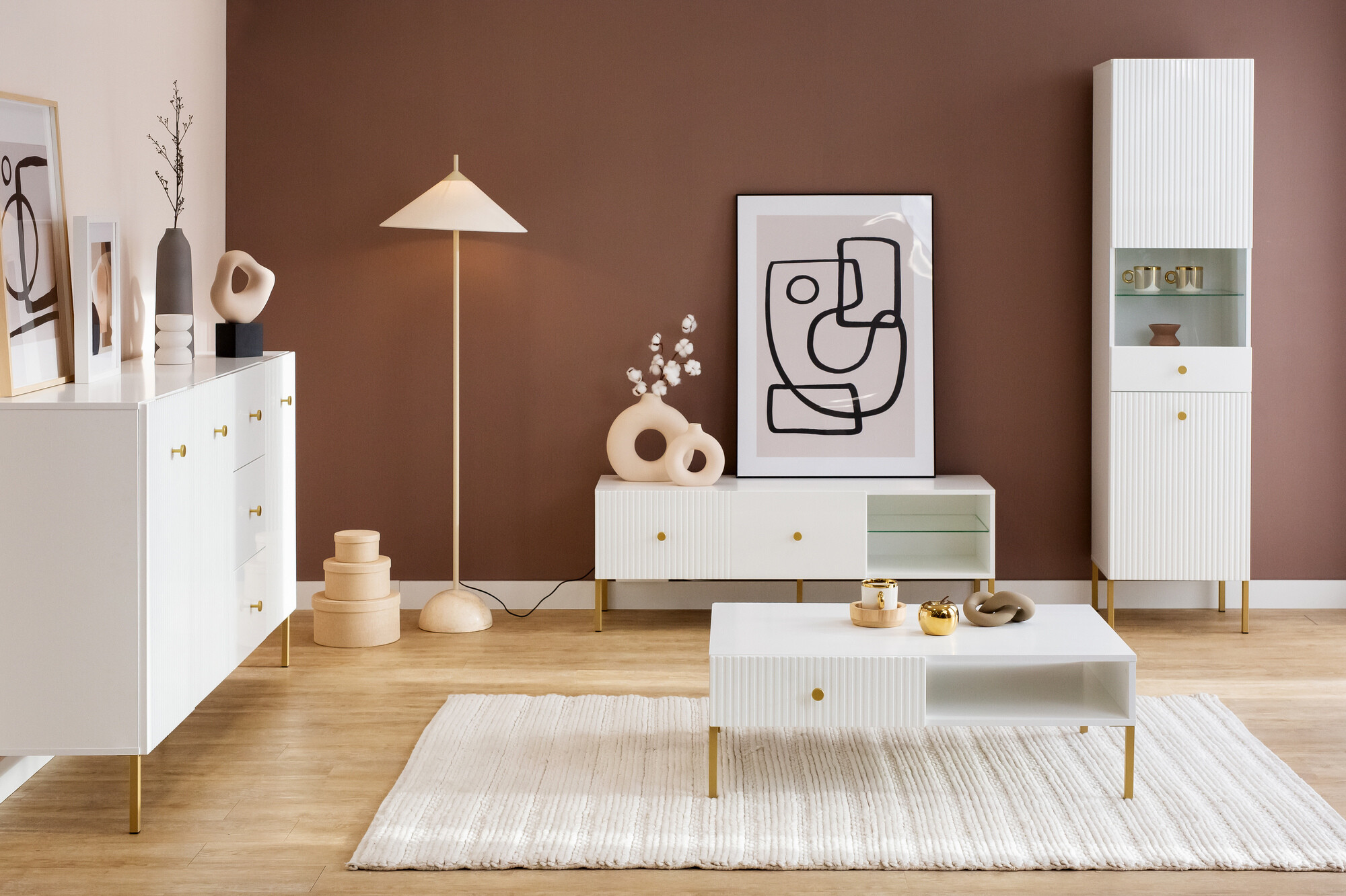 Boekenkast Etliva 107 (Wit + Gouden)