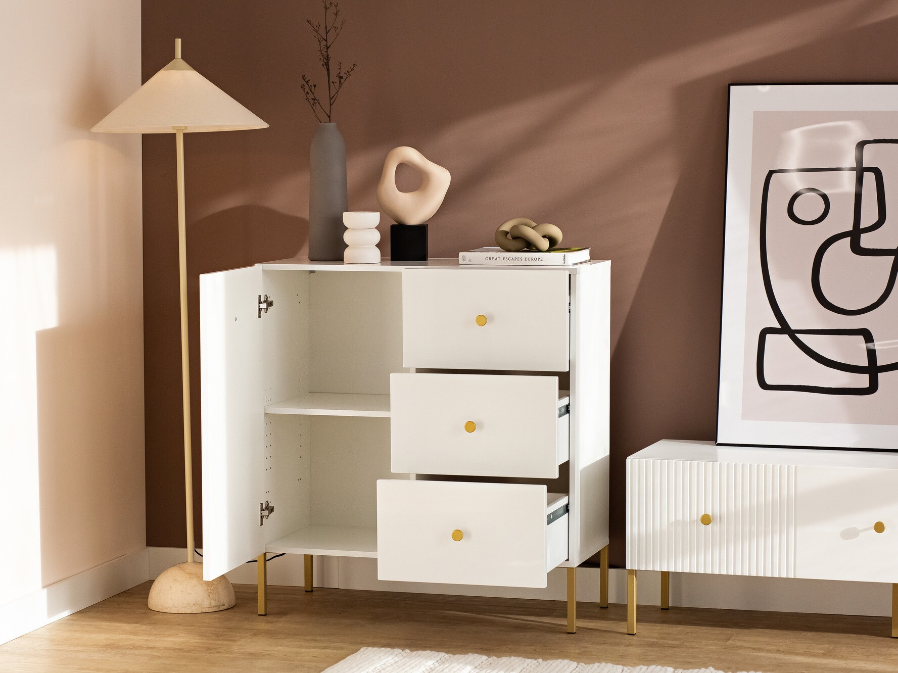 Ladekast Etliva 100 (Wit + Gouden)