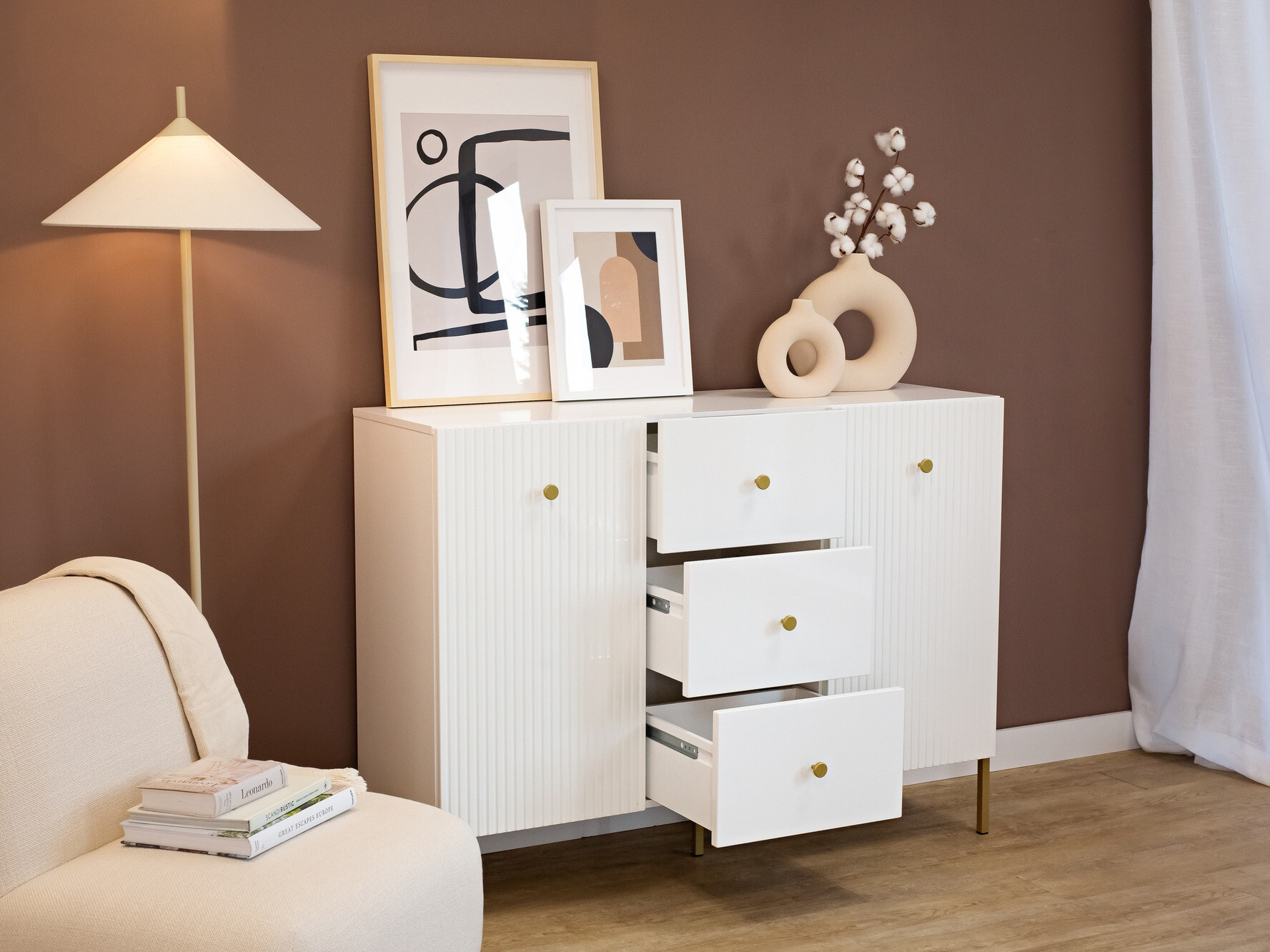 Ladekast Etliva 101 (Wit + Gouden)