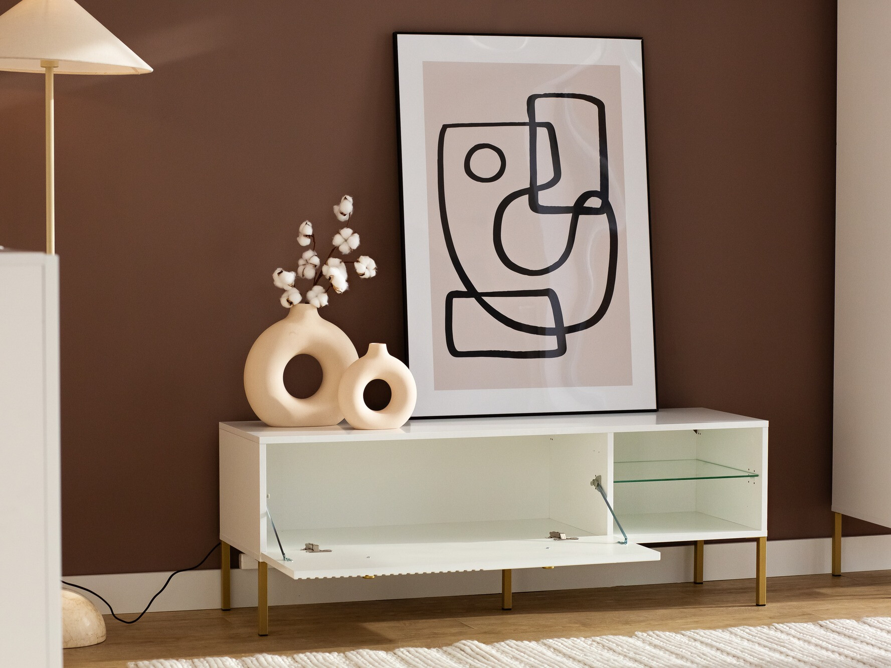 TV-meubel Etliva 104 (Wit + Gouden)