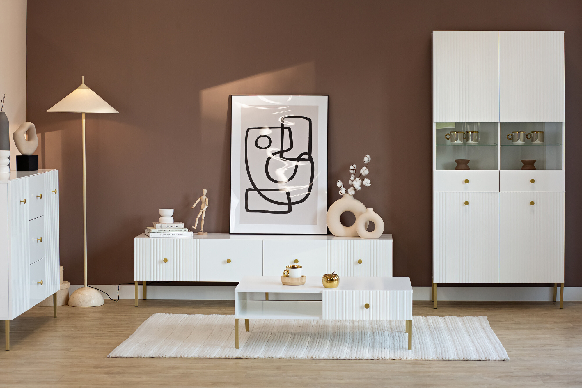 TV-meubel Etliva 105 (Wit + Gouden)