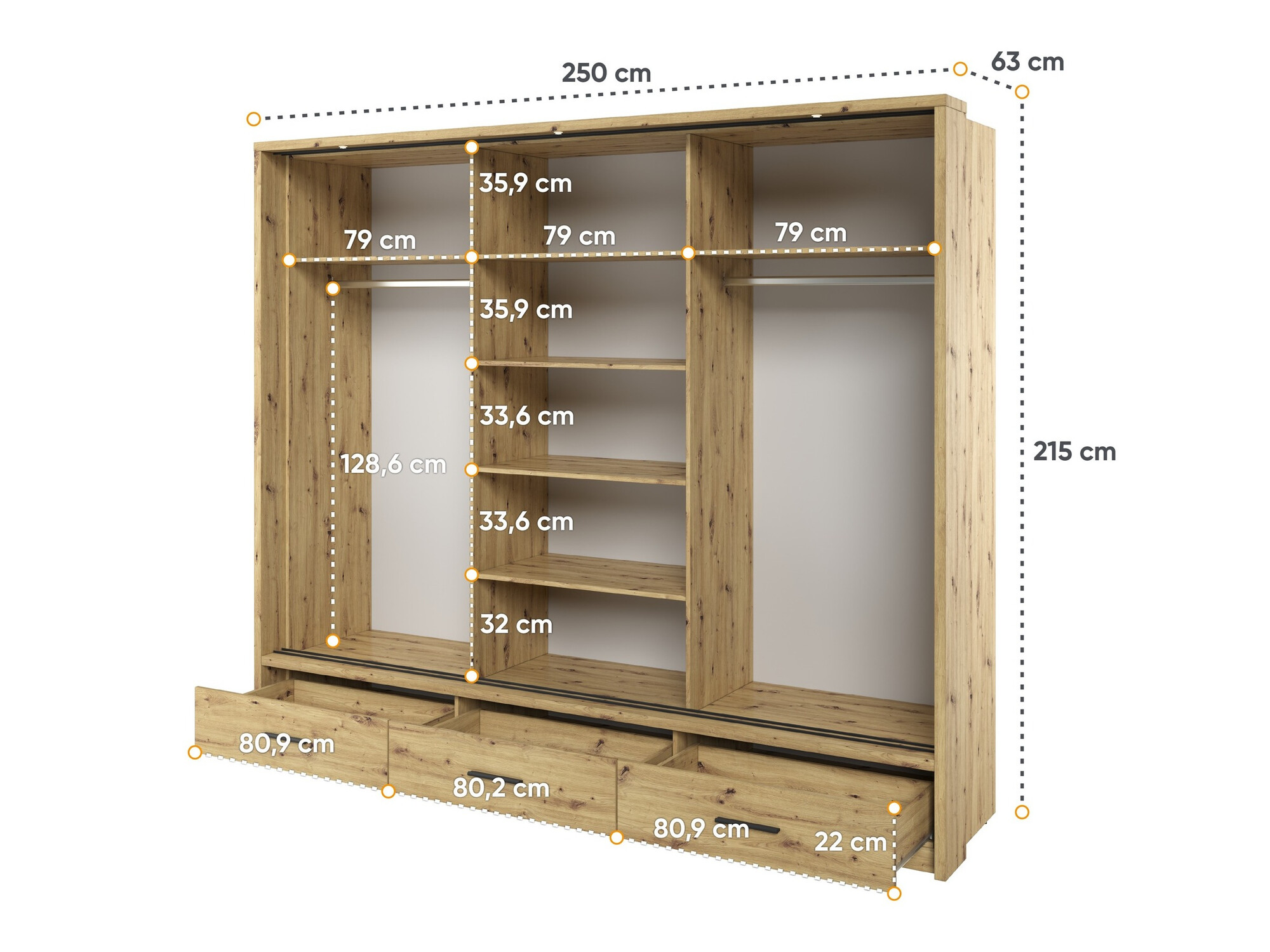 Kledingkast Fresno 100 (Artisan eiken)