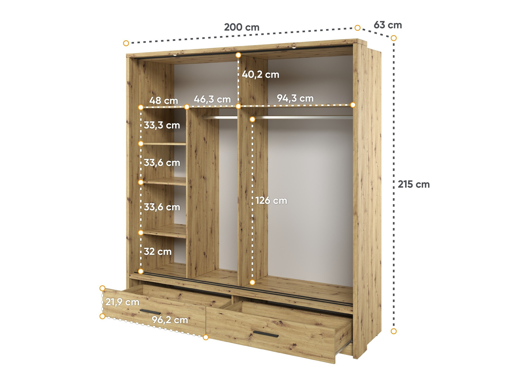 Kledingkast Fresno 104 (Artisan eiken)