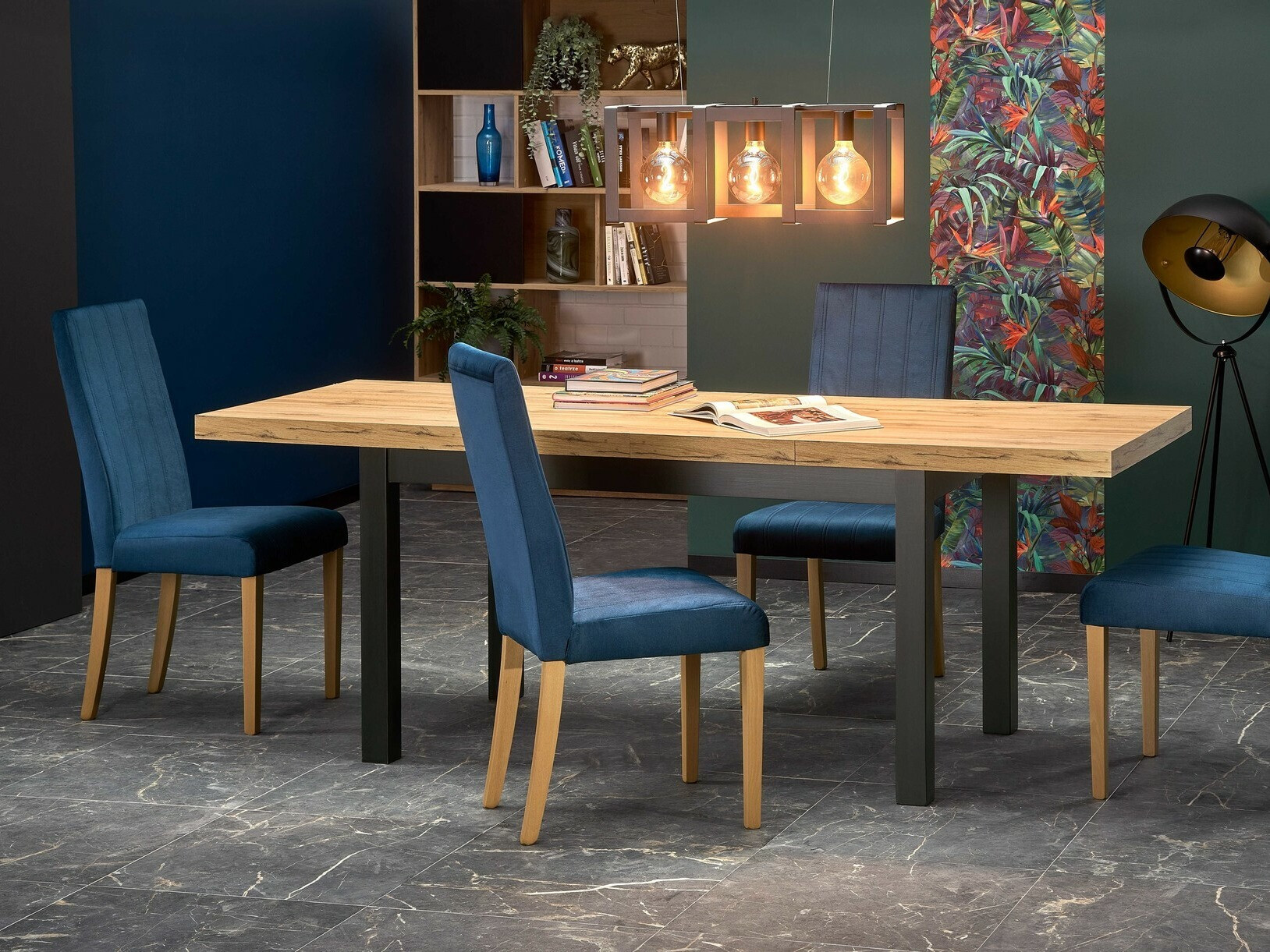 Stoel Houston 1216 (Blauw + Licht hout)