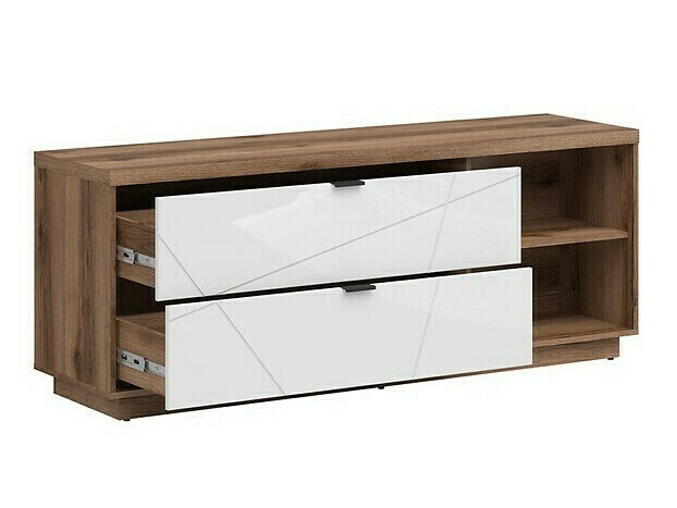 Woonkamerset Fivale 110 (Donker delano-eik + Glanzend wit)