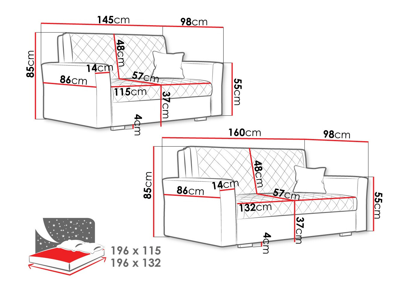 Gestoffeerde meubelset Columbus 150 (Zanzibar 190)