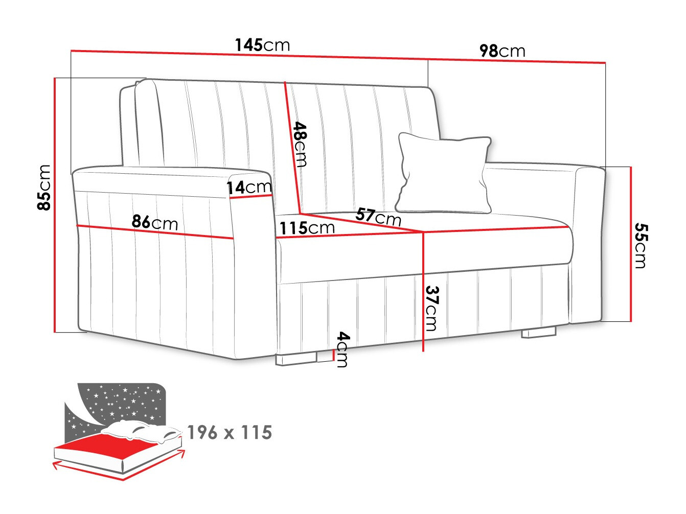 Slaapbank Columbus 136 (Kronos 07)