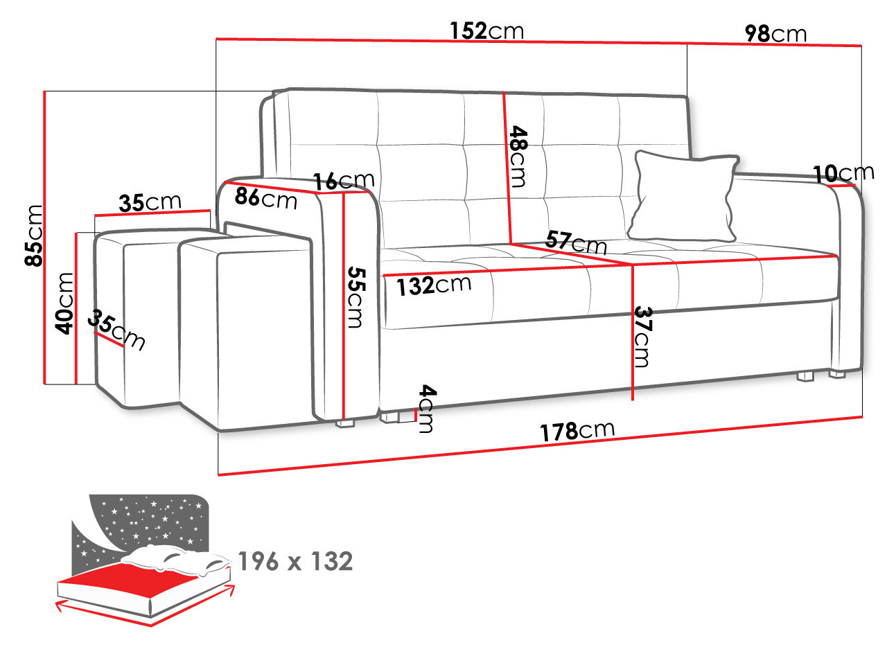 Slaapbank Columbus 158 (Manila 18)