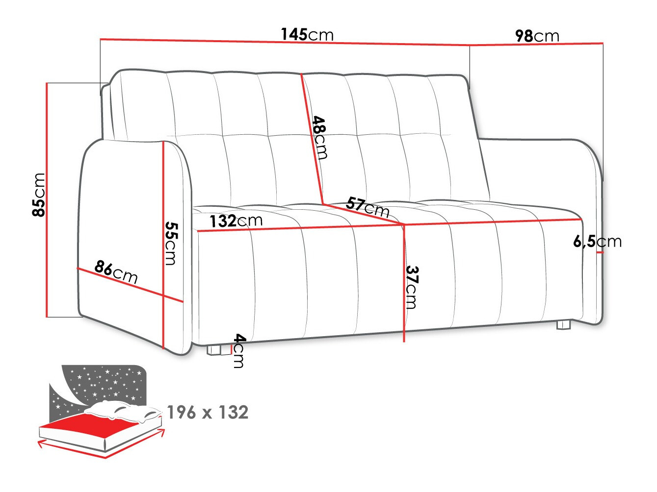 Slaapbank Columbus 178 (Paros 3)
