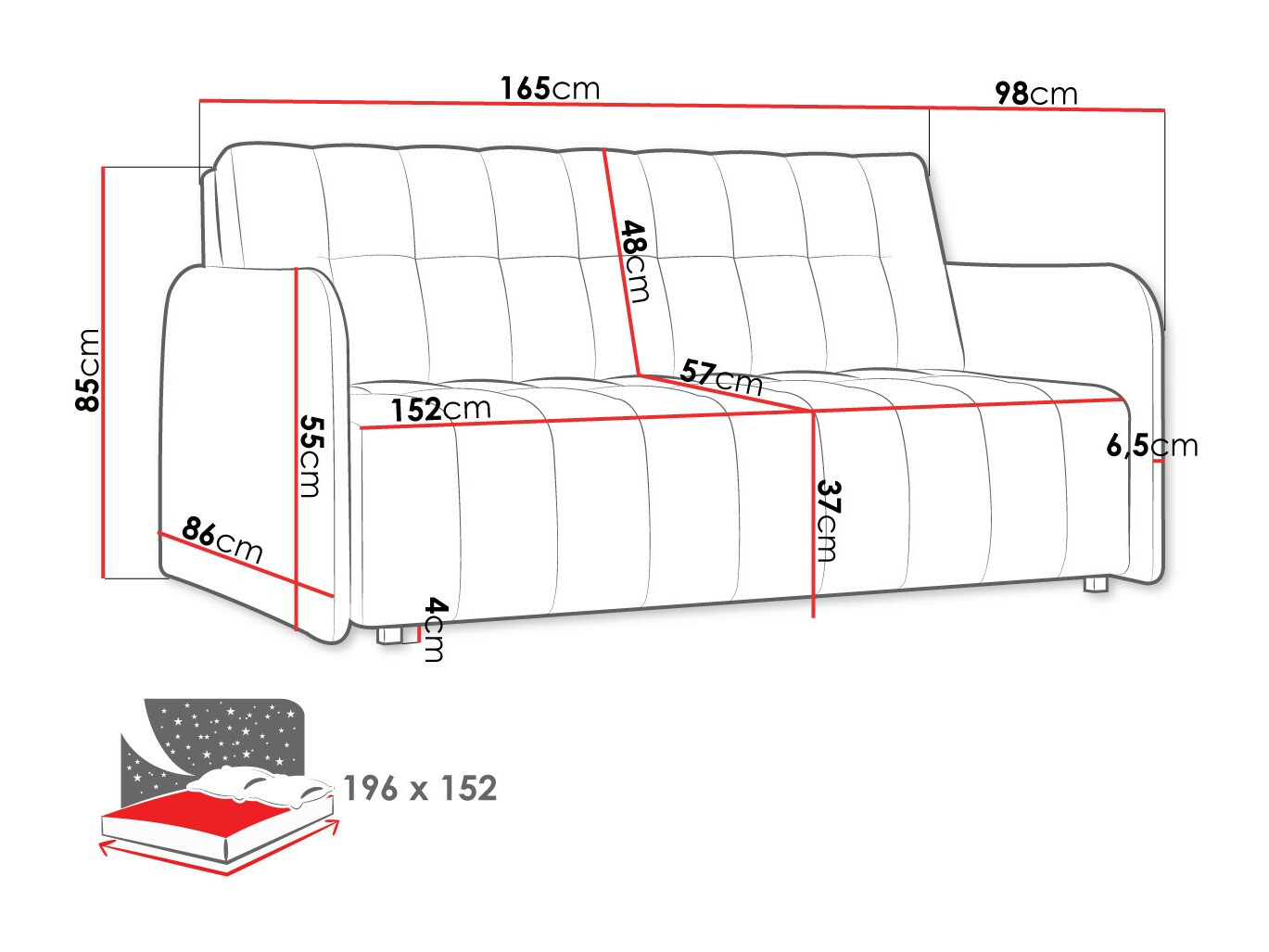 Slaapbank Columbus 179 (Paros 6)