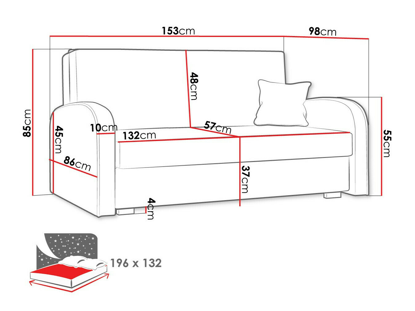 Slaapbank Columbus 163 (Mono 239 + Sorriso 14)