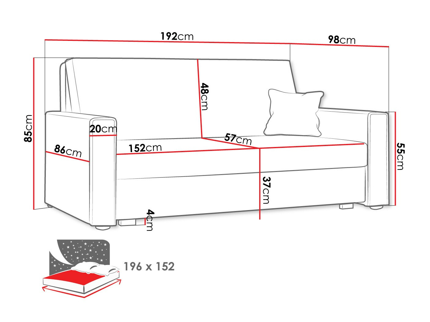 Slaapbank Columbus 185 (Poso 05)