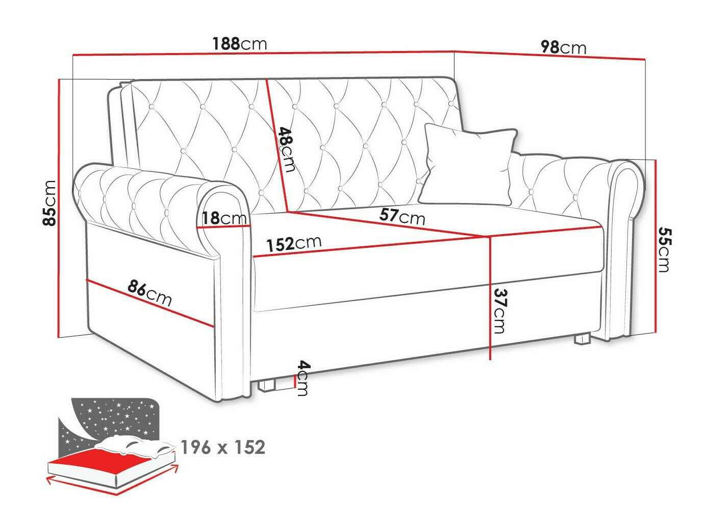Slaapbank Columbus 196 (Kronos 46)