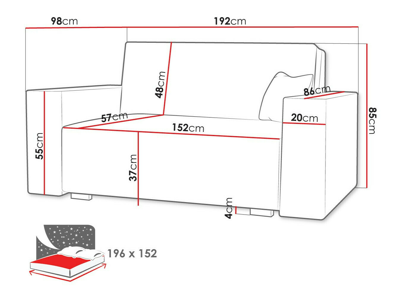 Slaapbank Columbus 197 (Neve 80)