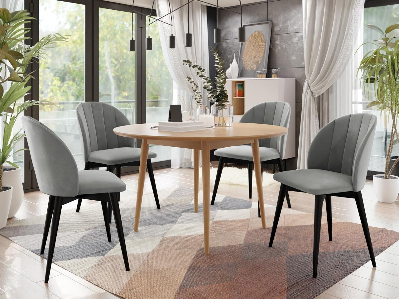 Eetkamerset Racine 127 (Zwart + Magic Velvet 2217)