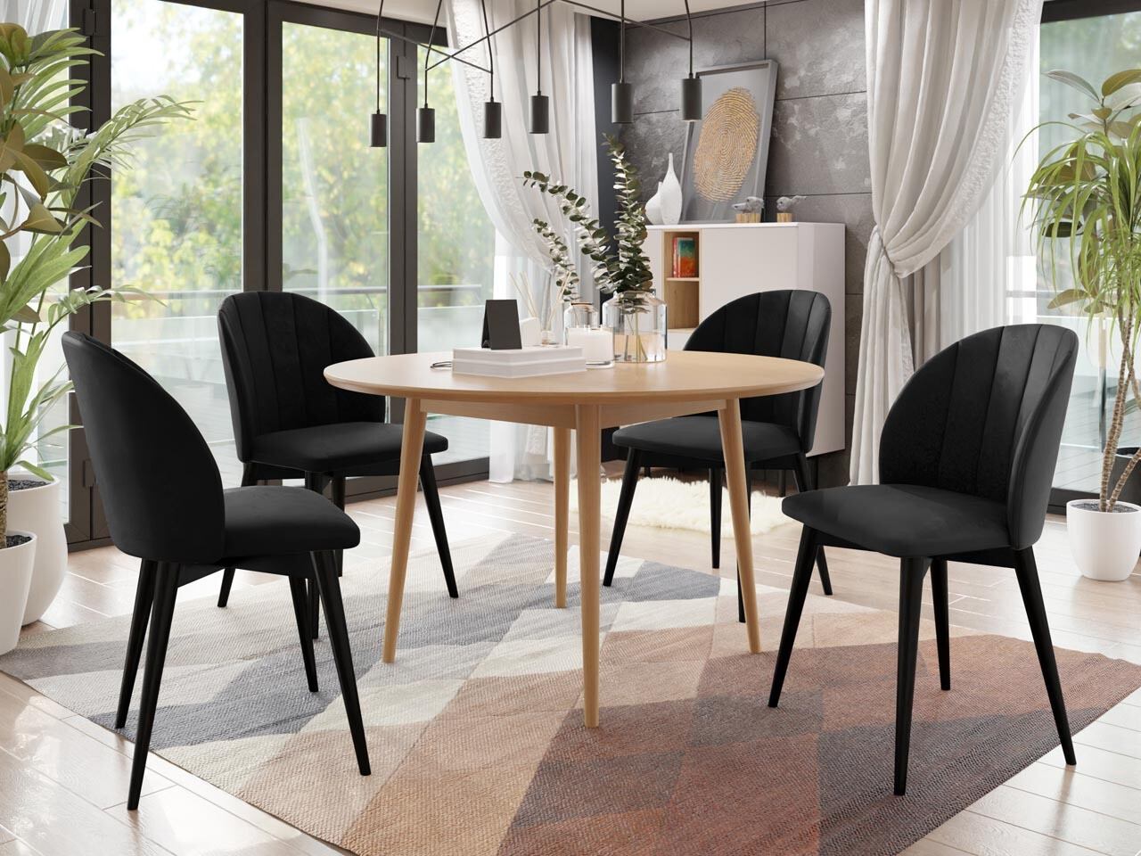 Eetkamerset Racine 127 (Zwart + Magic Velvet 2219)