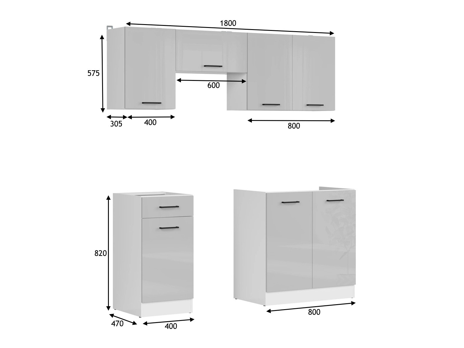 Modulaire keukenset Line Grey 118