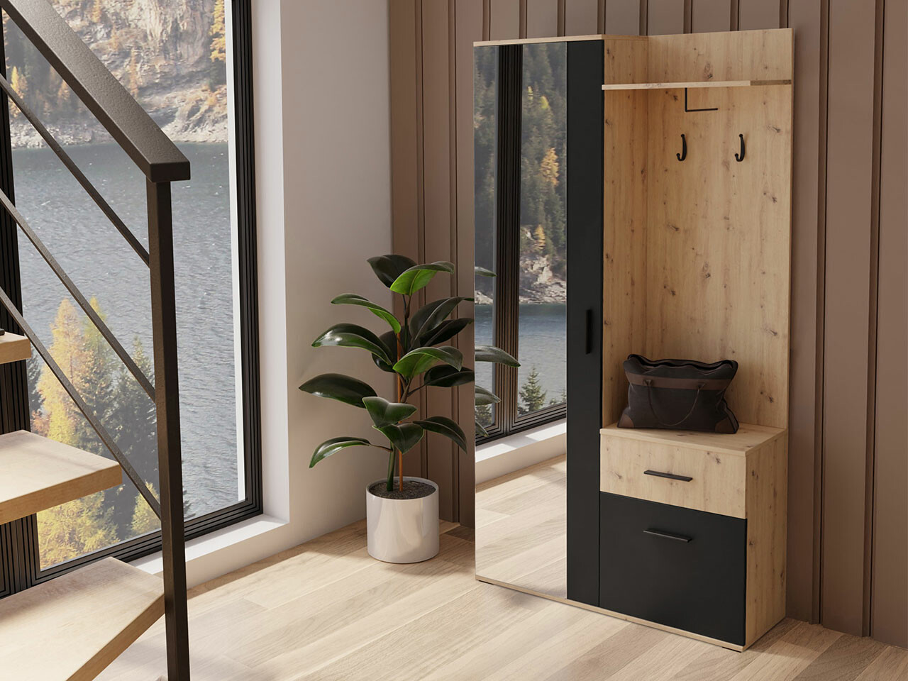 Gangmeubelset Stanton 103 (Artisan eiken + Zwart)