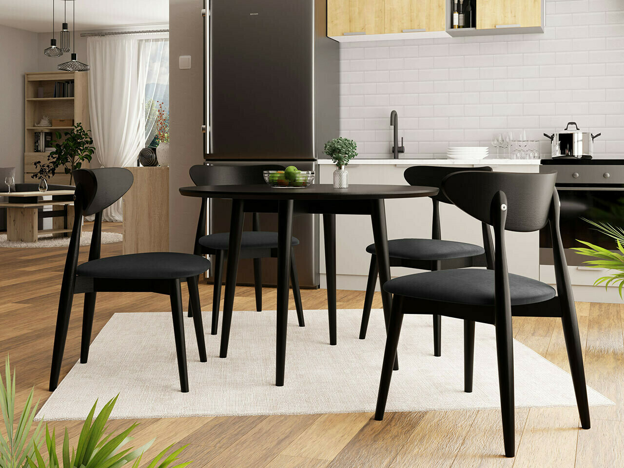 Eetkamerset Racine 124 (Zwart)