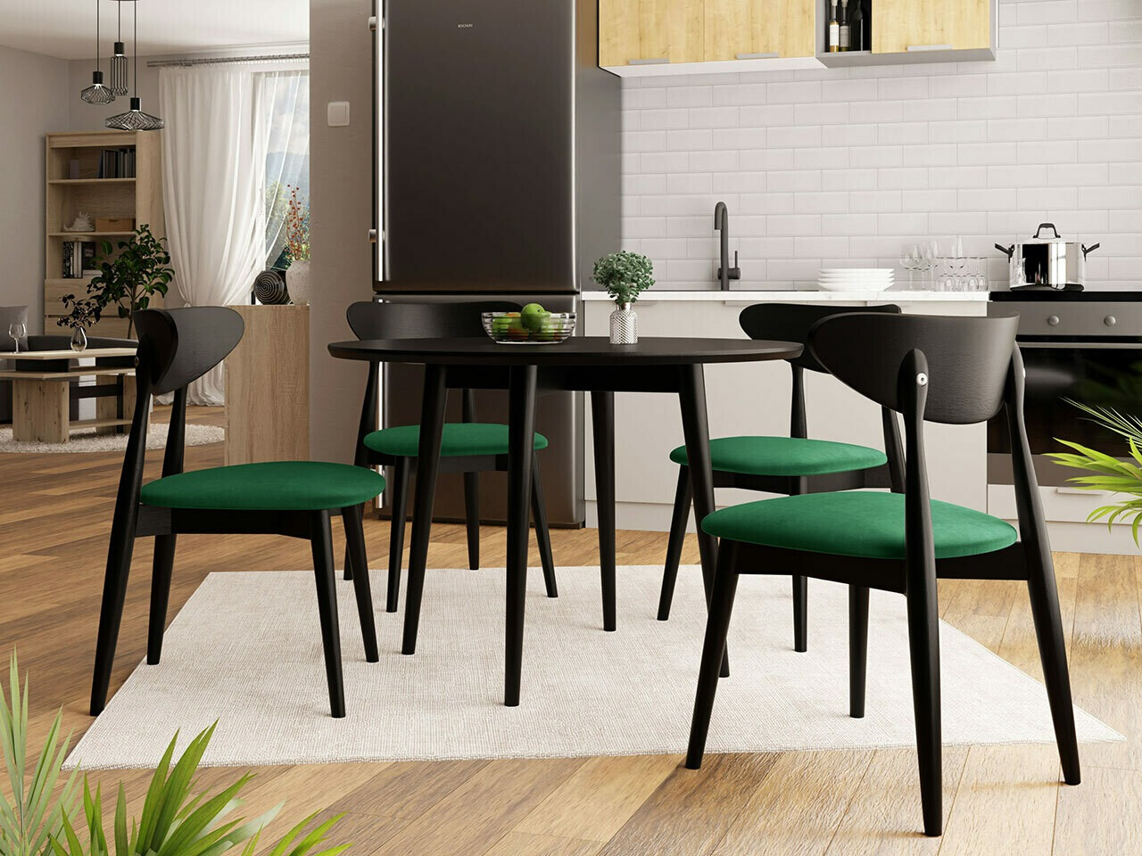 Eetkamerset Racine 124 (Zwart)