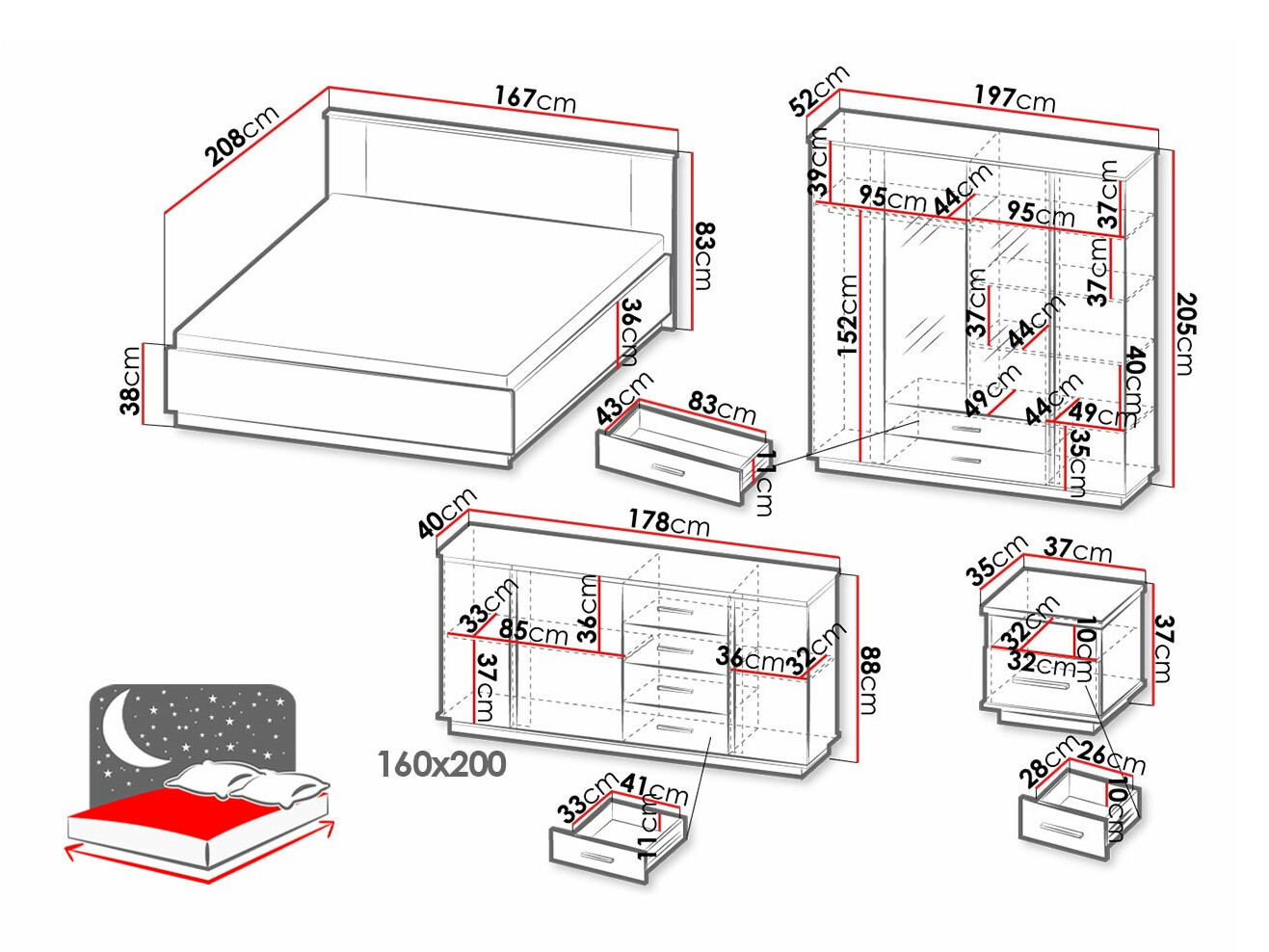 Slaapkamer set Tenodeu 128