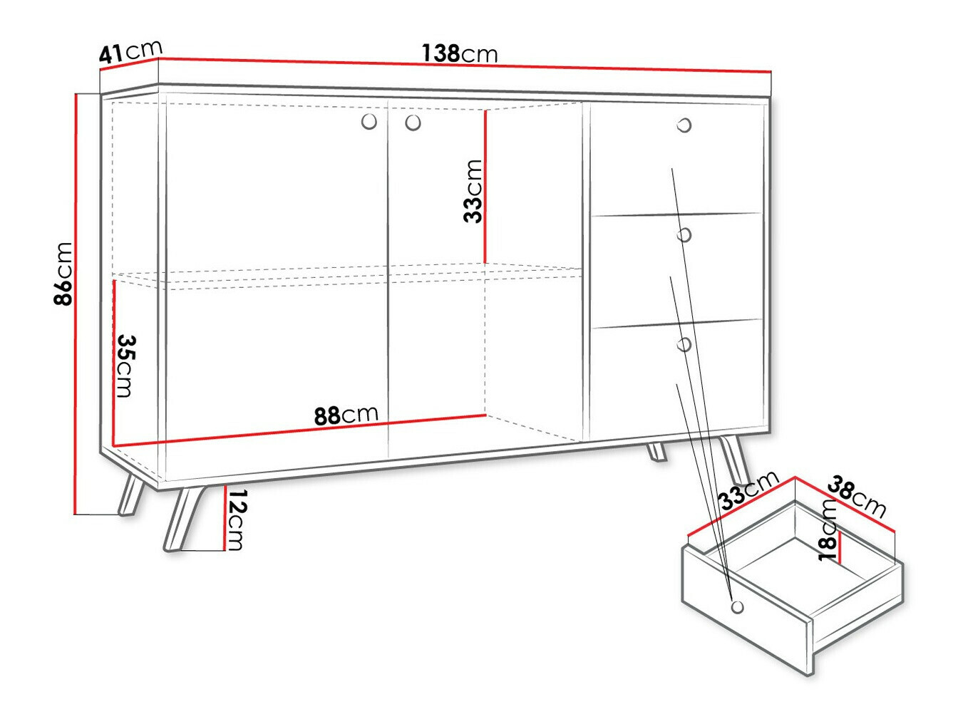 Ladekast Monfera 100 (Zwart)