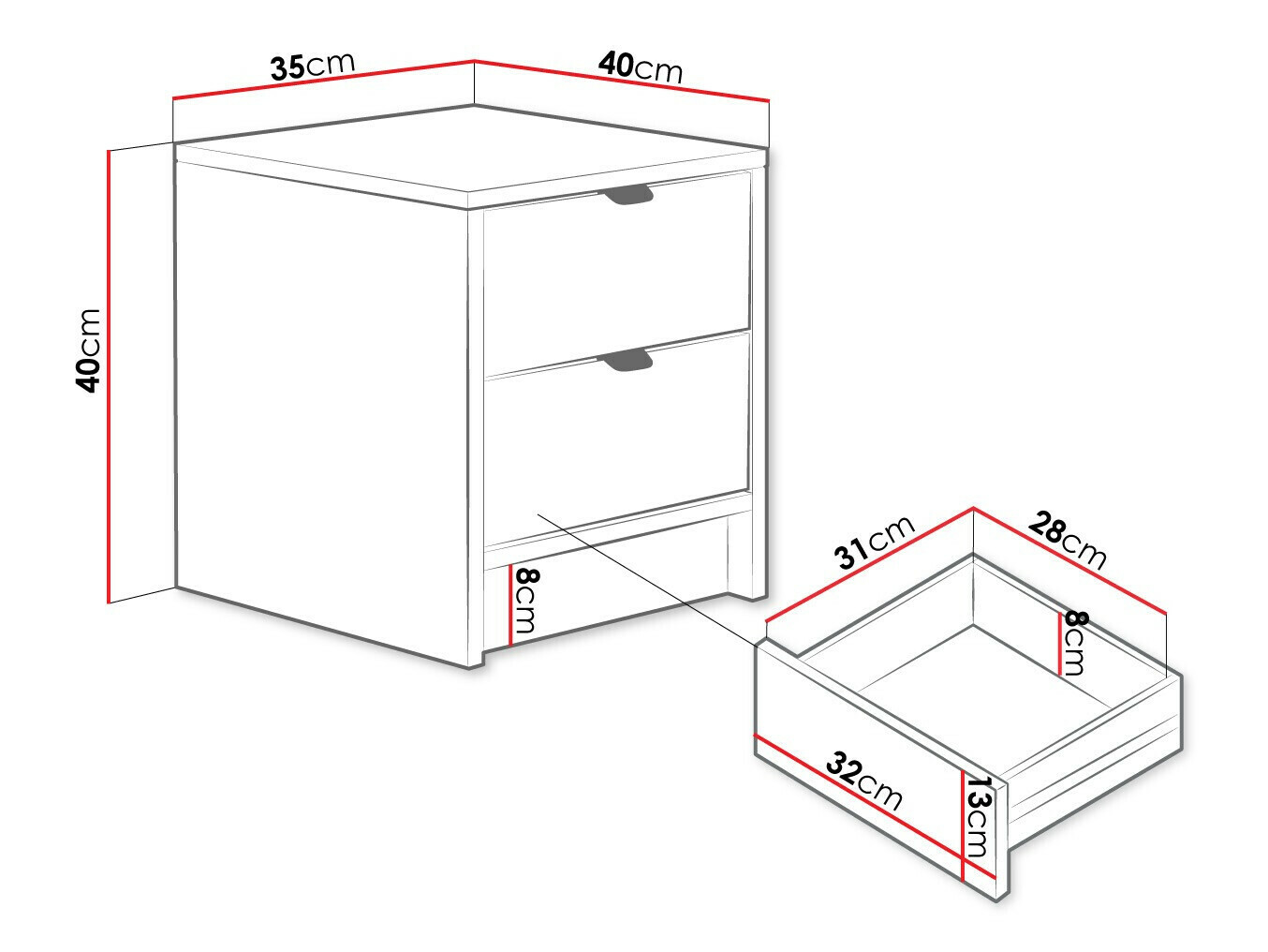 Nachtkastje Comfivo Larmire 106 (Wit)