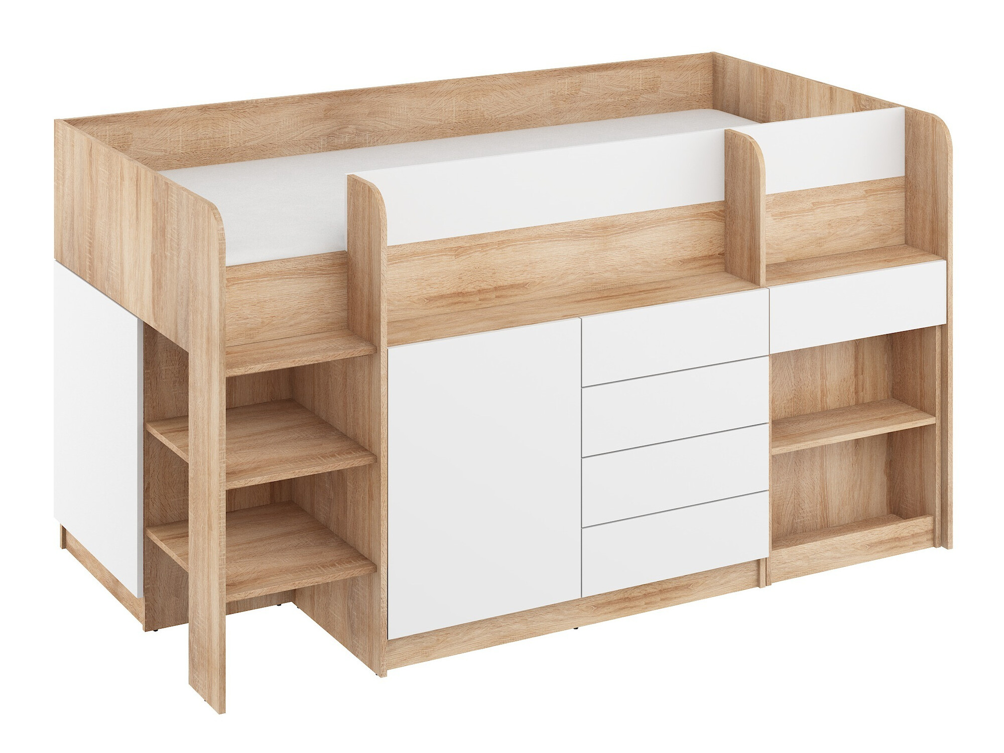 Hoog bed Gilroy 116 (Sonoma eik + Wit)