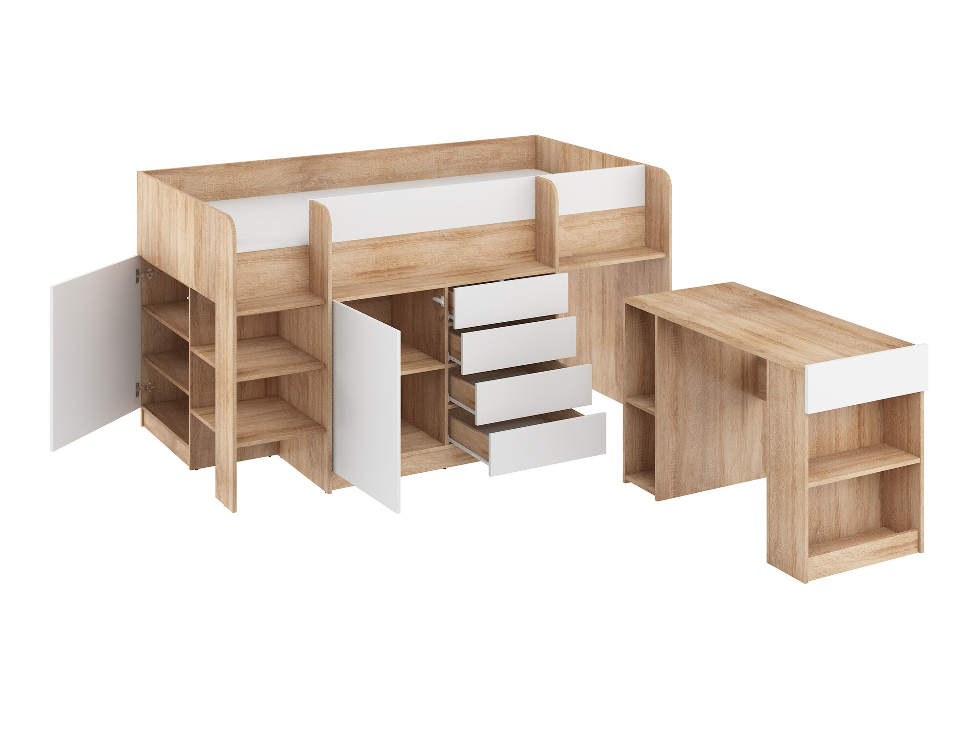 Hoog bed Gilroy 116 (Sonoma eik + Wit)