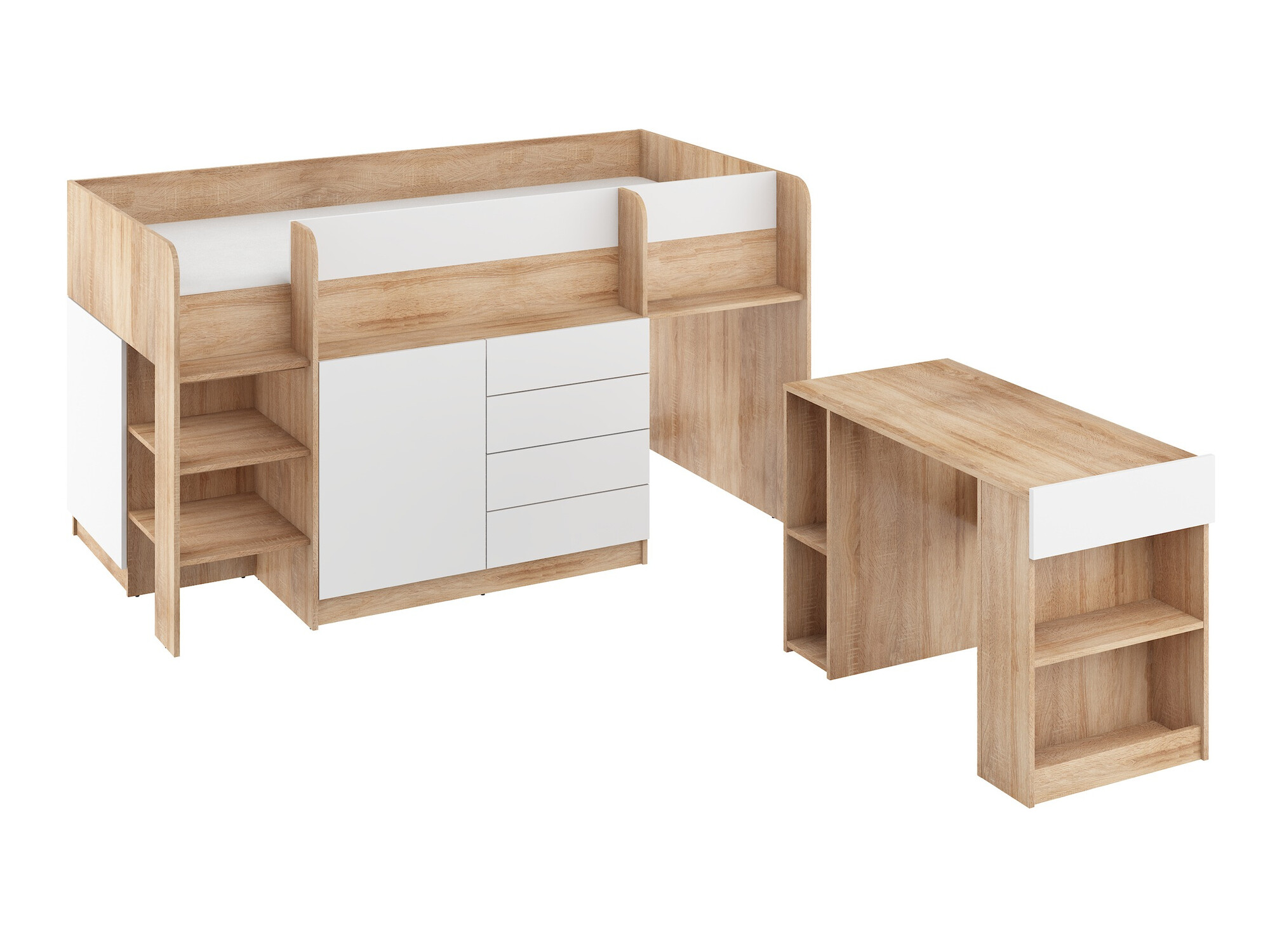 Hoog bed Gilroy 116 (Sonoma eik + Wit)