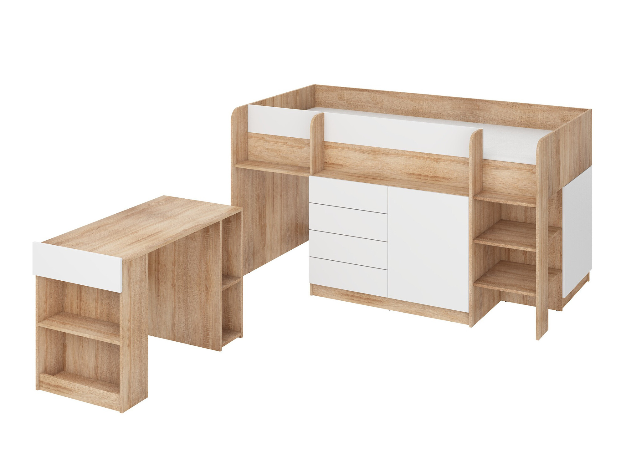Hoogslaper Gilroy 116 (Sonoma eik + Wit)