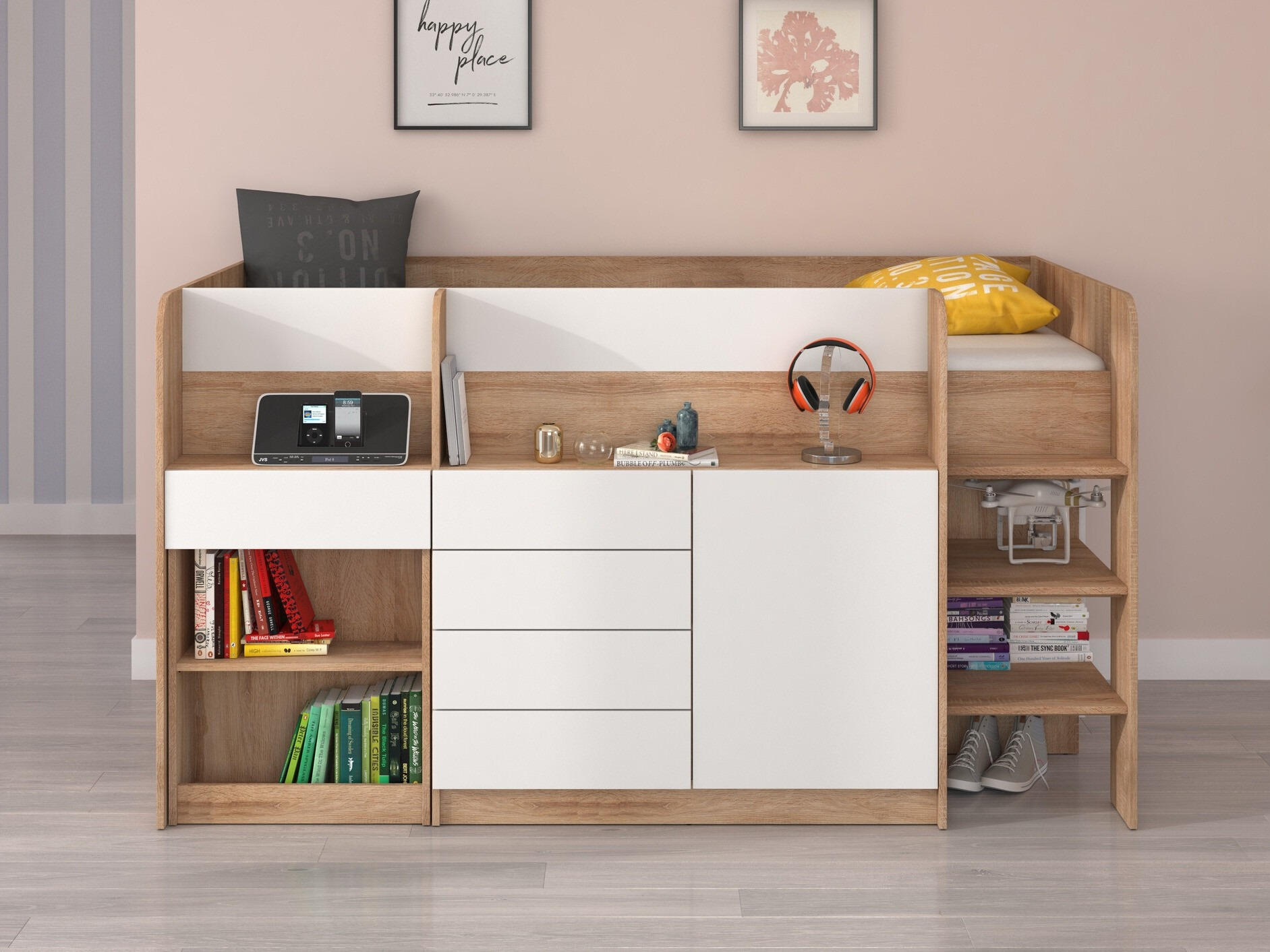 Hoogslaper Gilroy 116 (Sonoma eik + Wit)