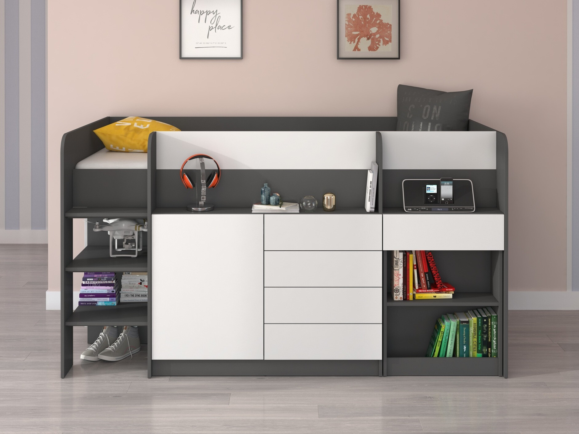 Hoogslapers Gilroy 116 (Grafiet + Wit)