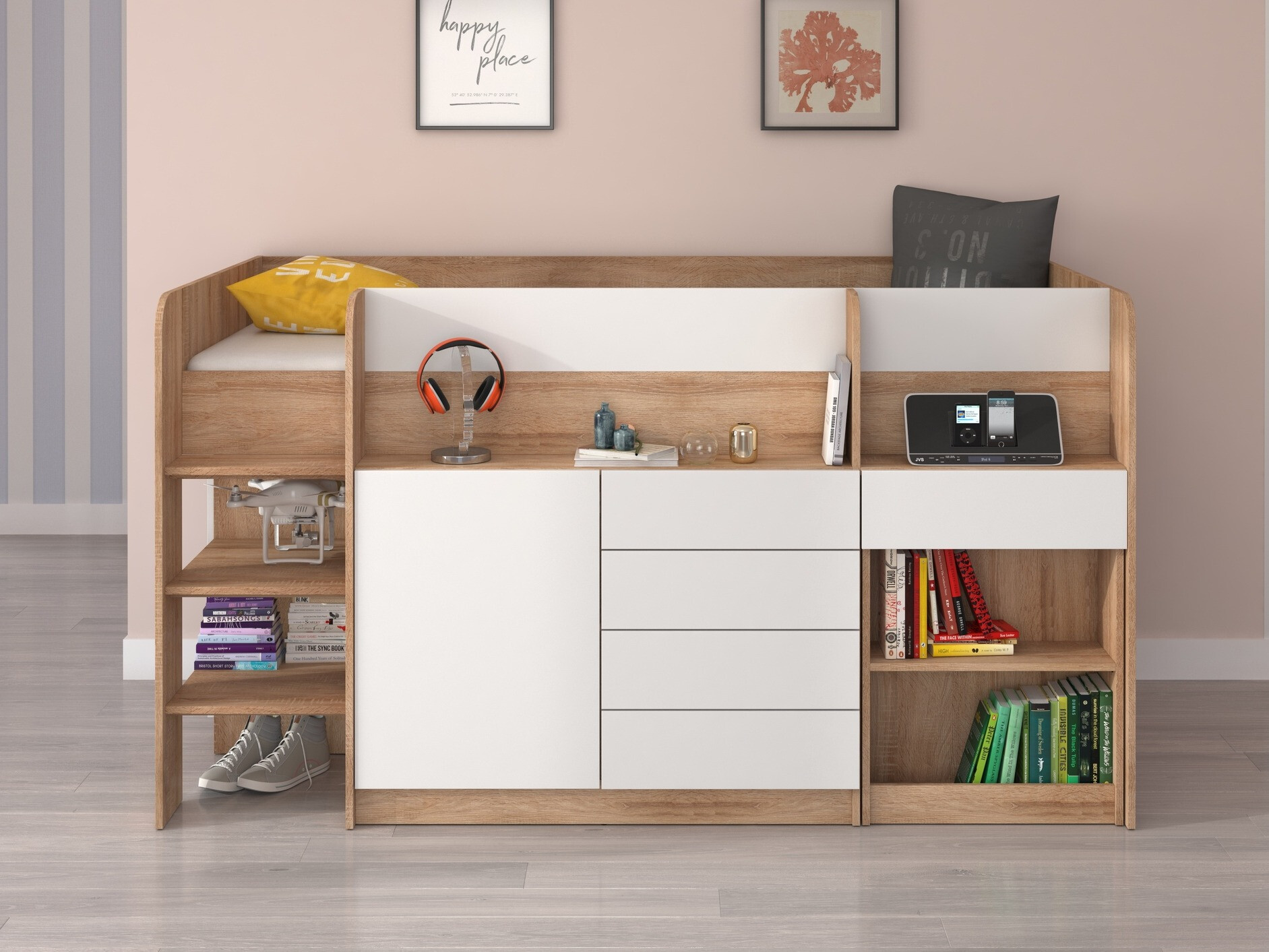 Hoogslapers Gilroy 116 (Sonoma eik + Wit)