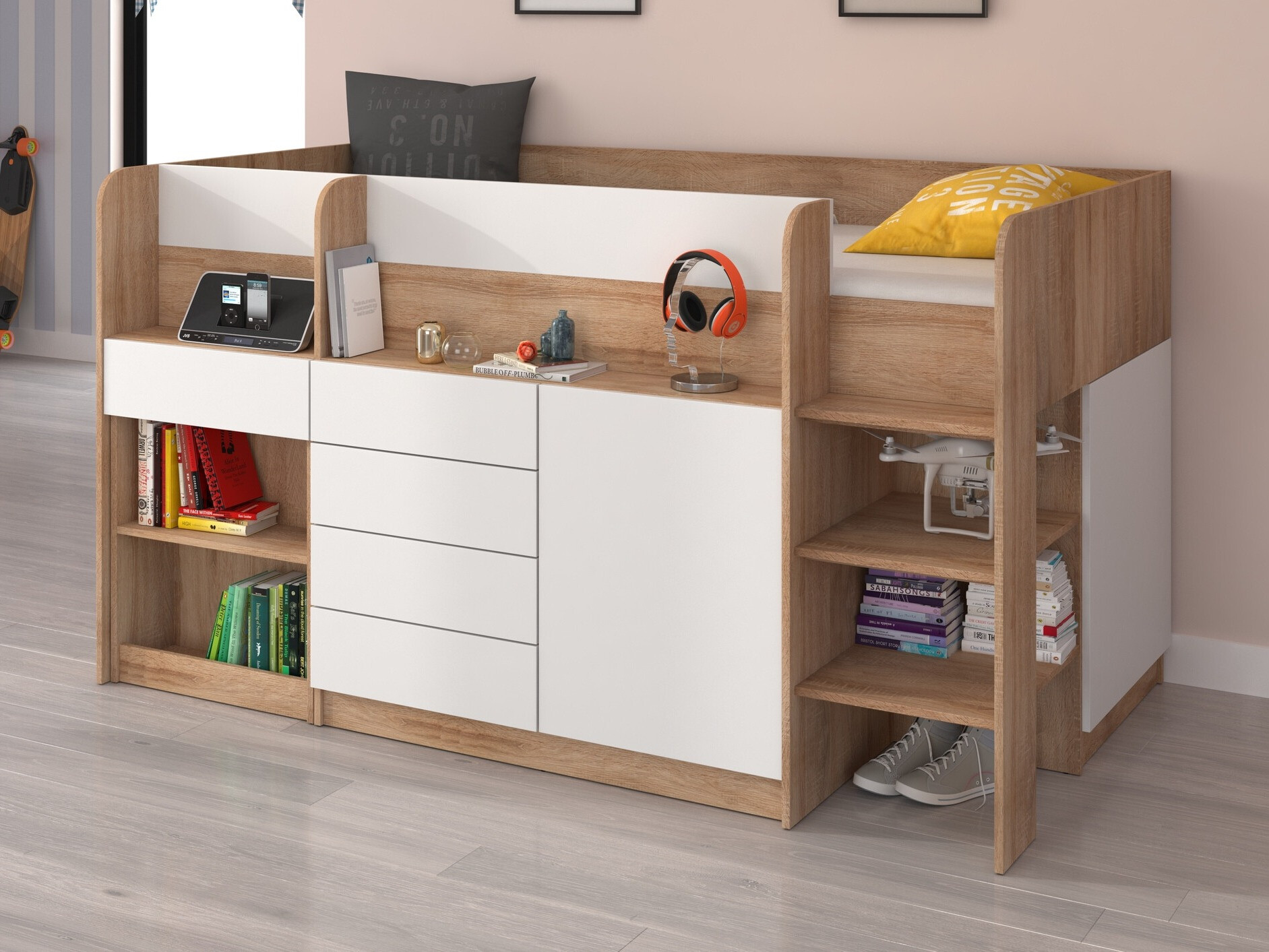 Hoogslapers Gilroy 116 (Sonoma eik + Wit)