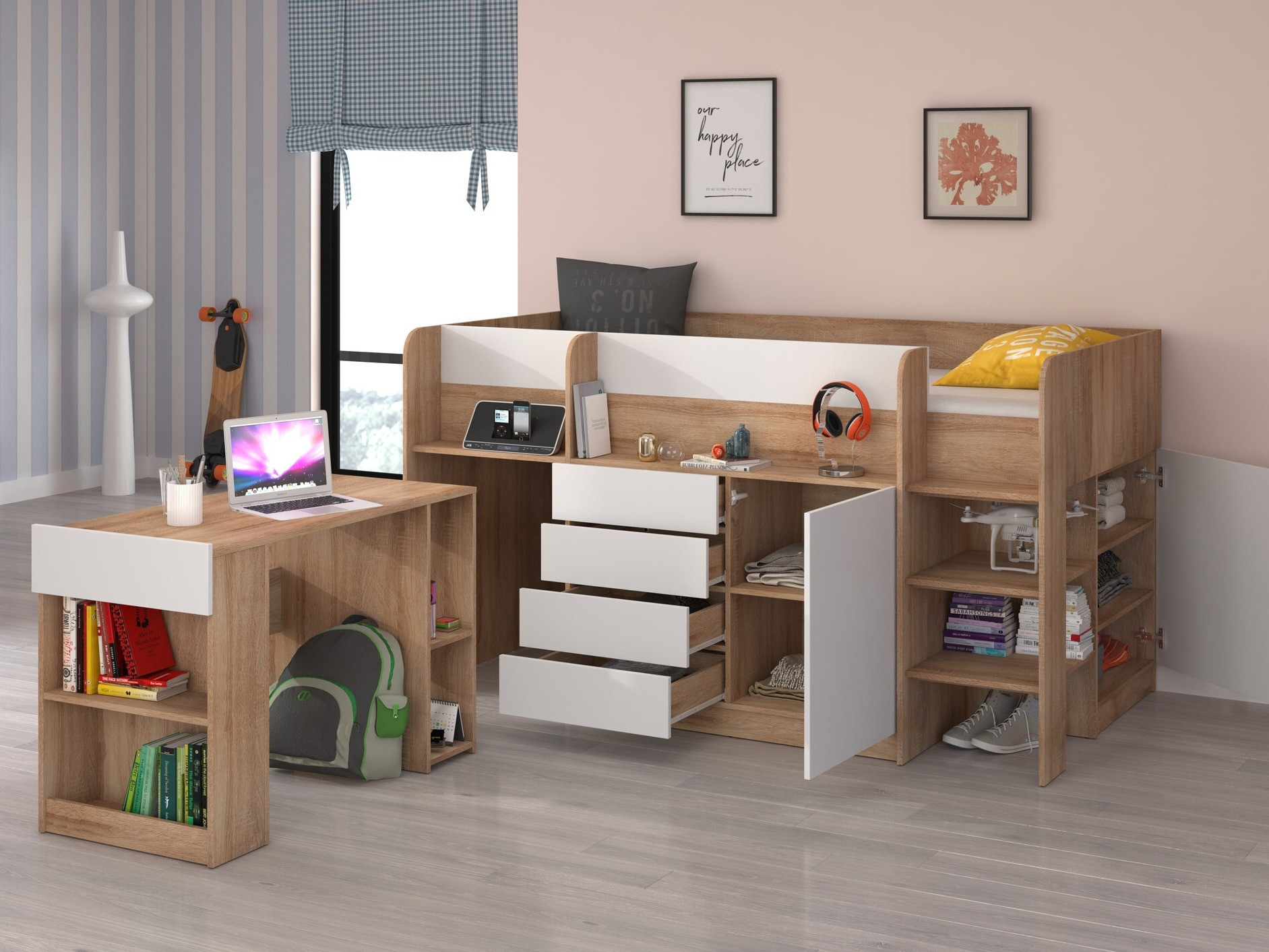 Hoogslapers Gilroy 116 (Sonoma eik + Wit)