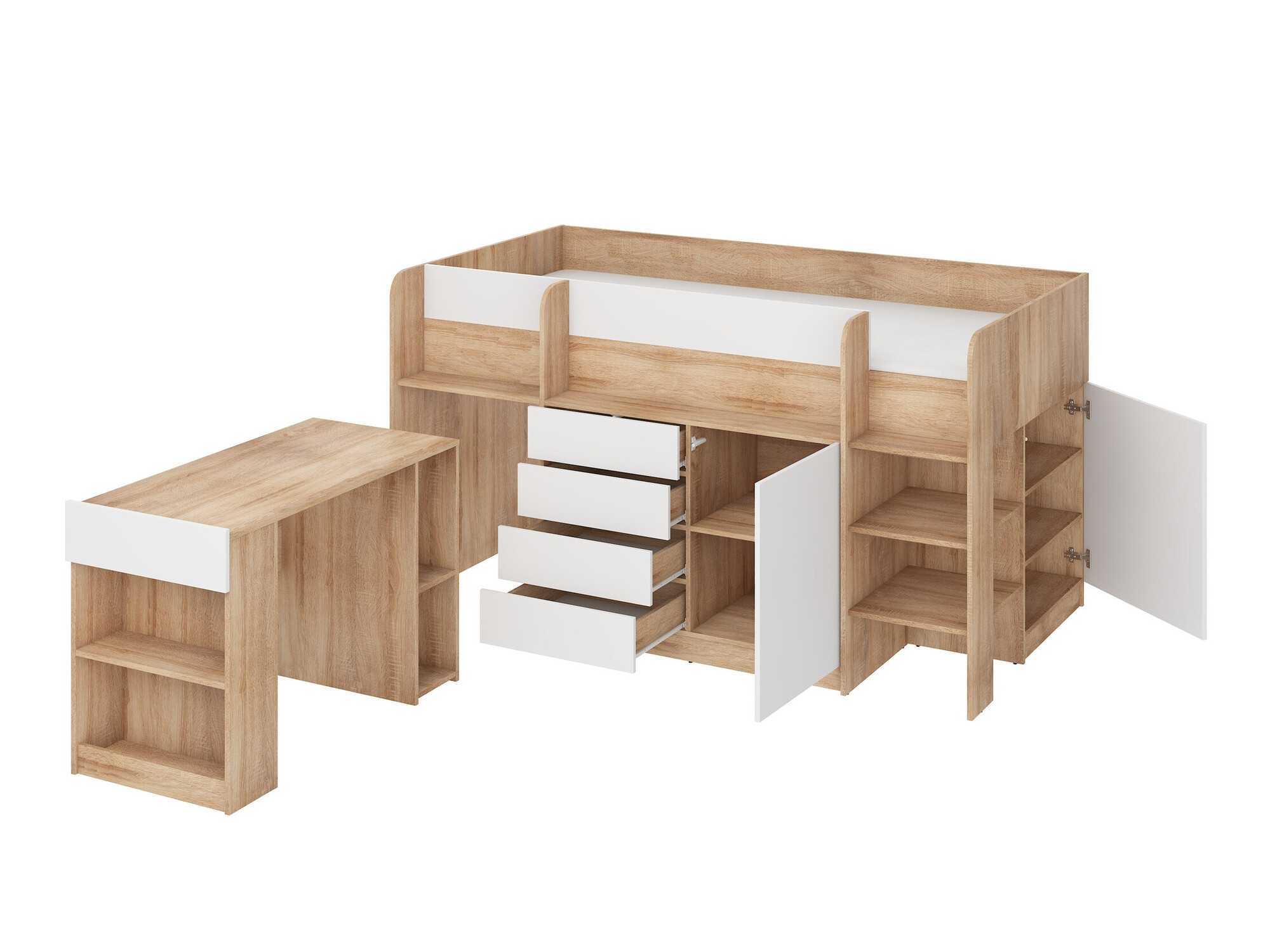 Hoogslapers Gilroy 116 (Sonoma eik + Wit)