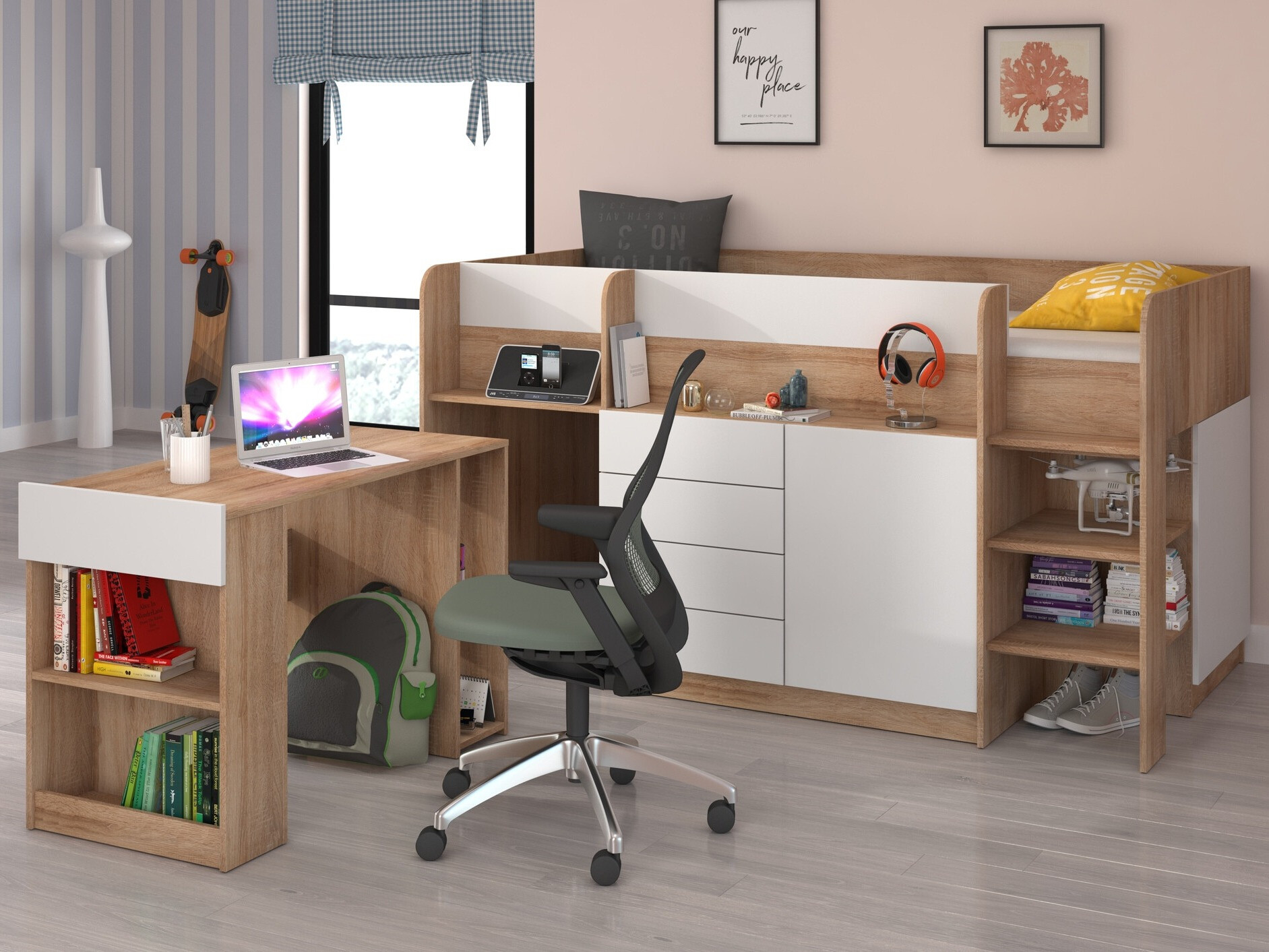 Hoogslapers Gilroy 116 (Sonoma eik + Wit)