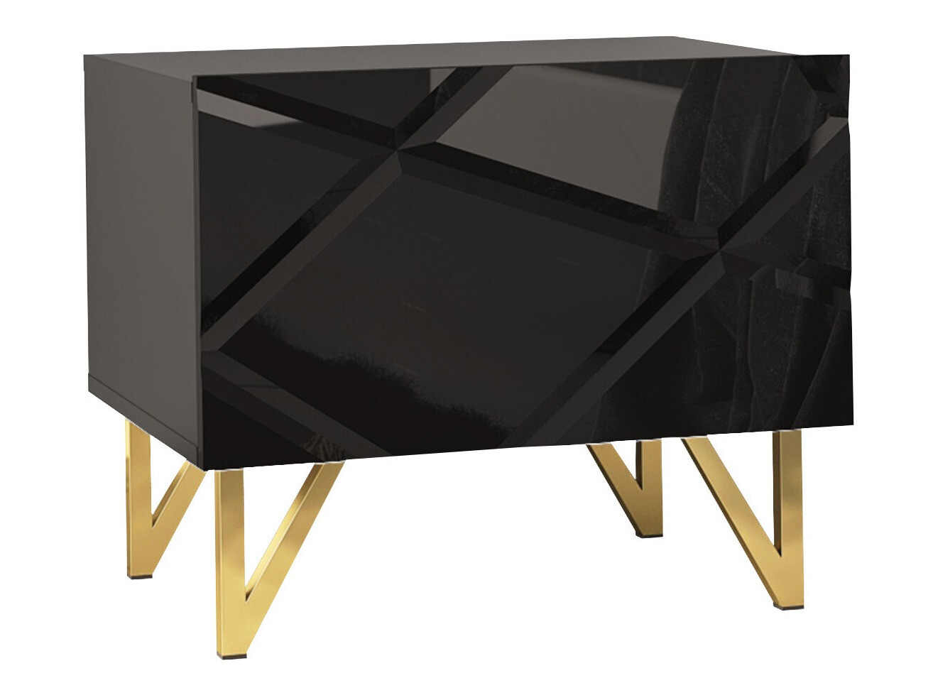 Nachtkastje Mavmave 103 (Zwart + Glanzend zwart)