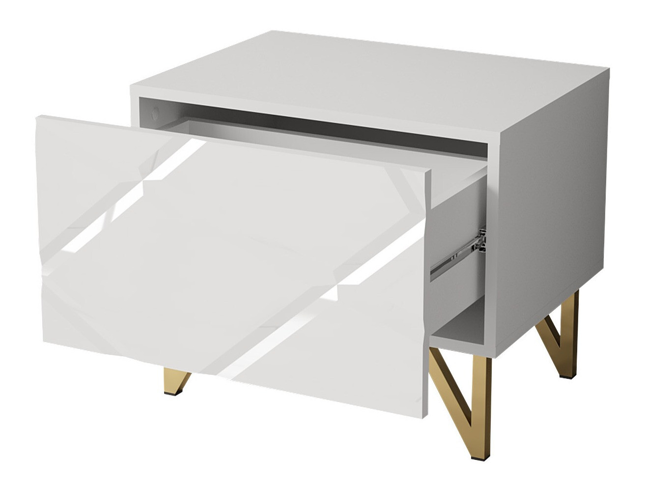 Nachtkastje Mavmave 103 (Zwart + Glanzend zwart)