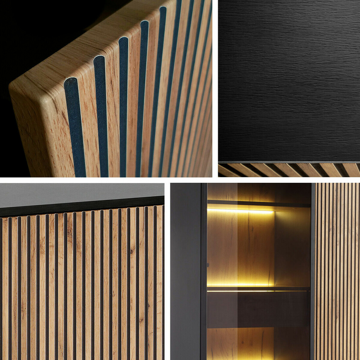 Dressoir Manal (Zwart + Wotan eik)