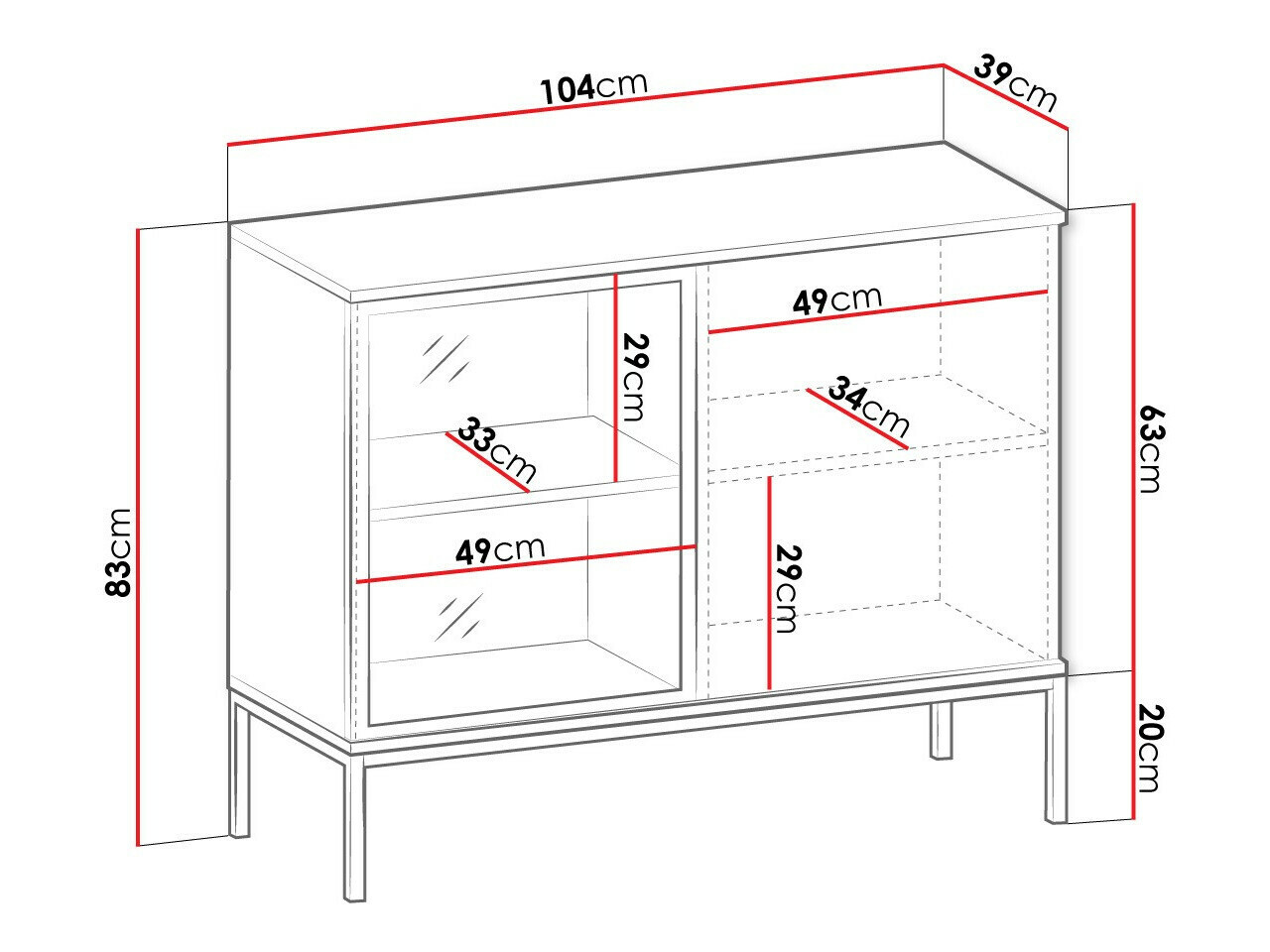 Dressoir Manal (Zwart + Wotan eik)
