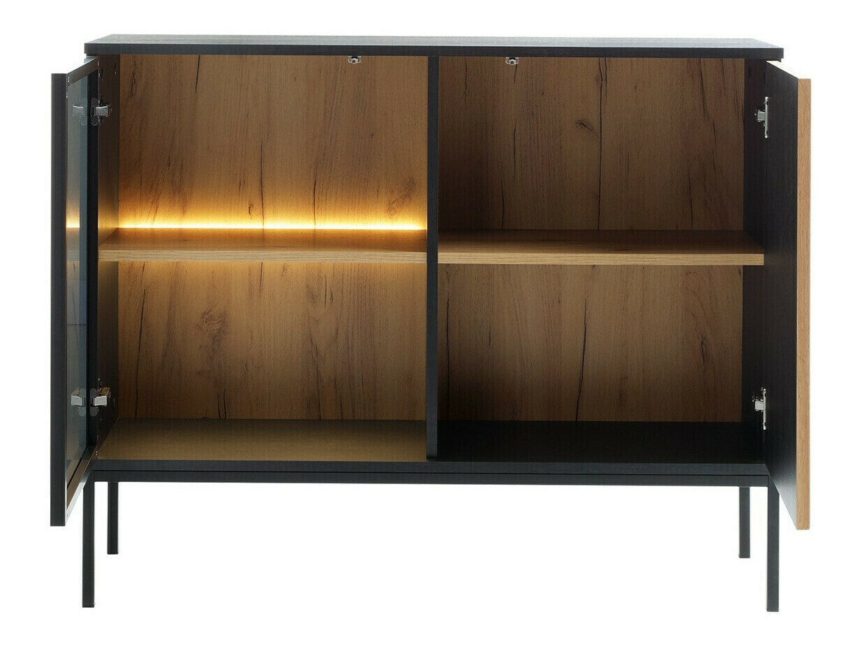 Dressoir Soferi 107 (Zwart + Wotan eik)