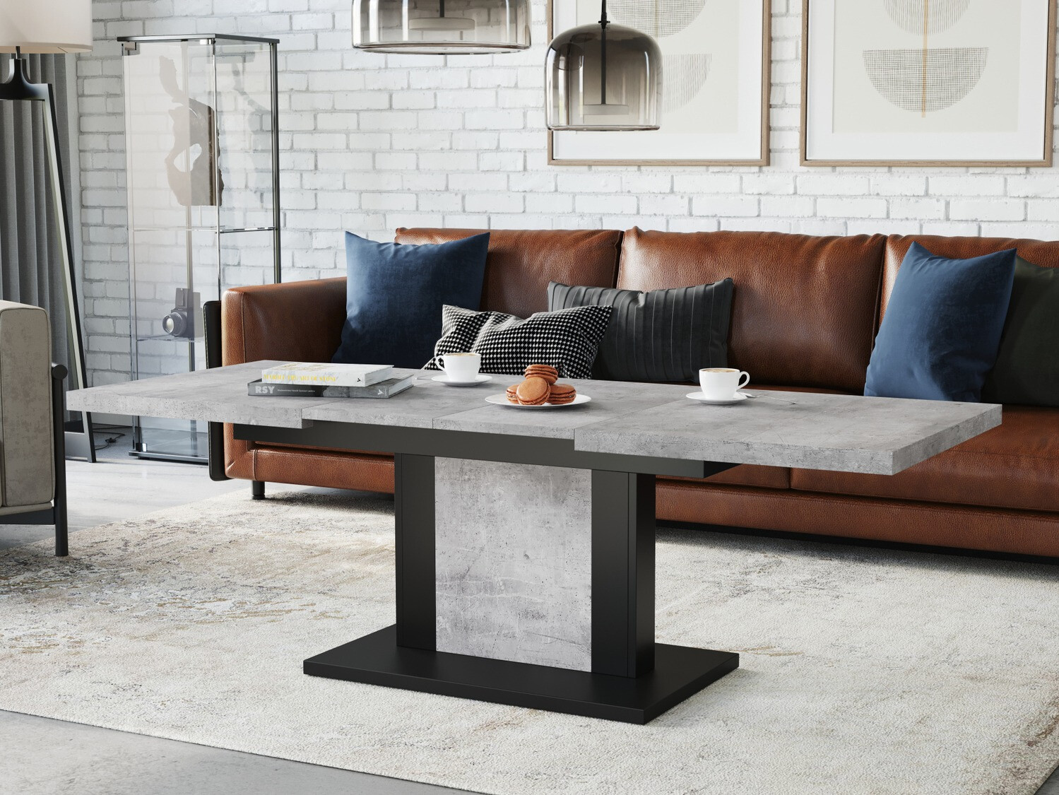 Salontafel transformator Glendale 103 (Beton + Zwart)