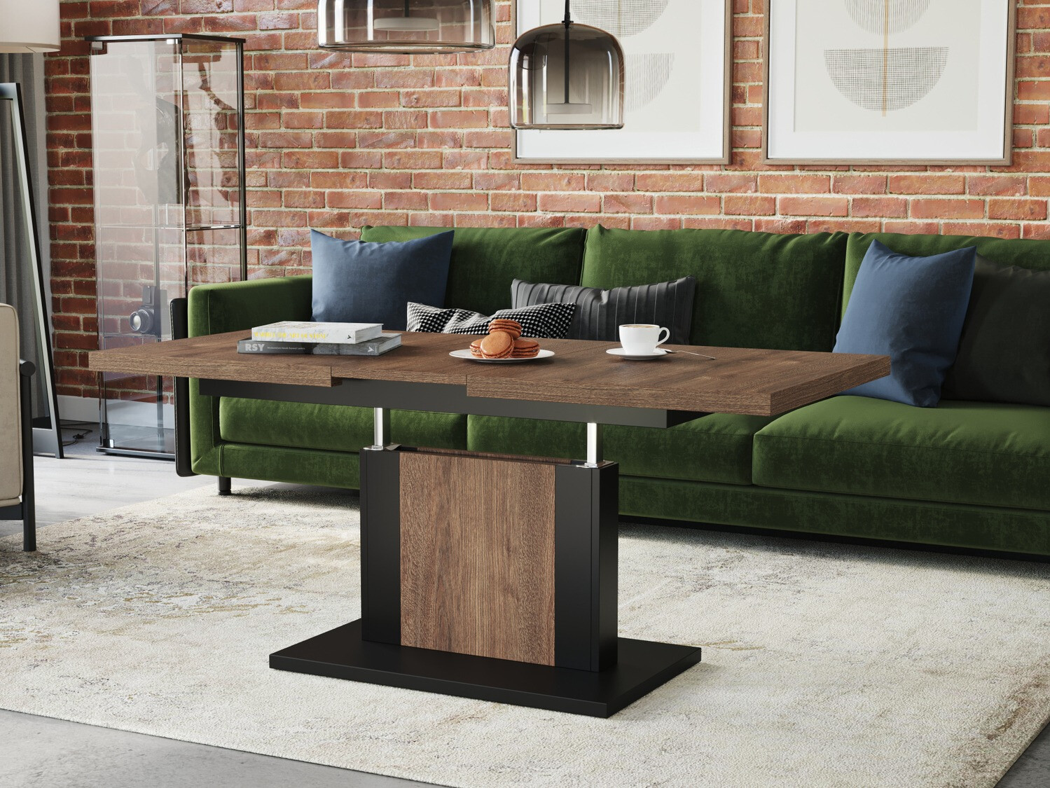 Salontafel transformator Glendale 103 (Donkere eik + Zwart)