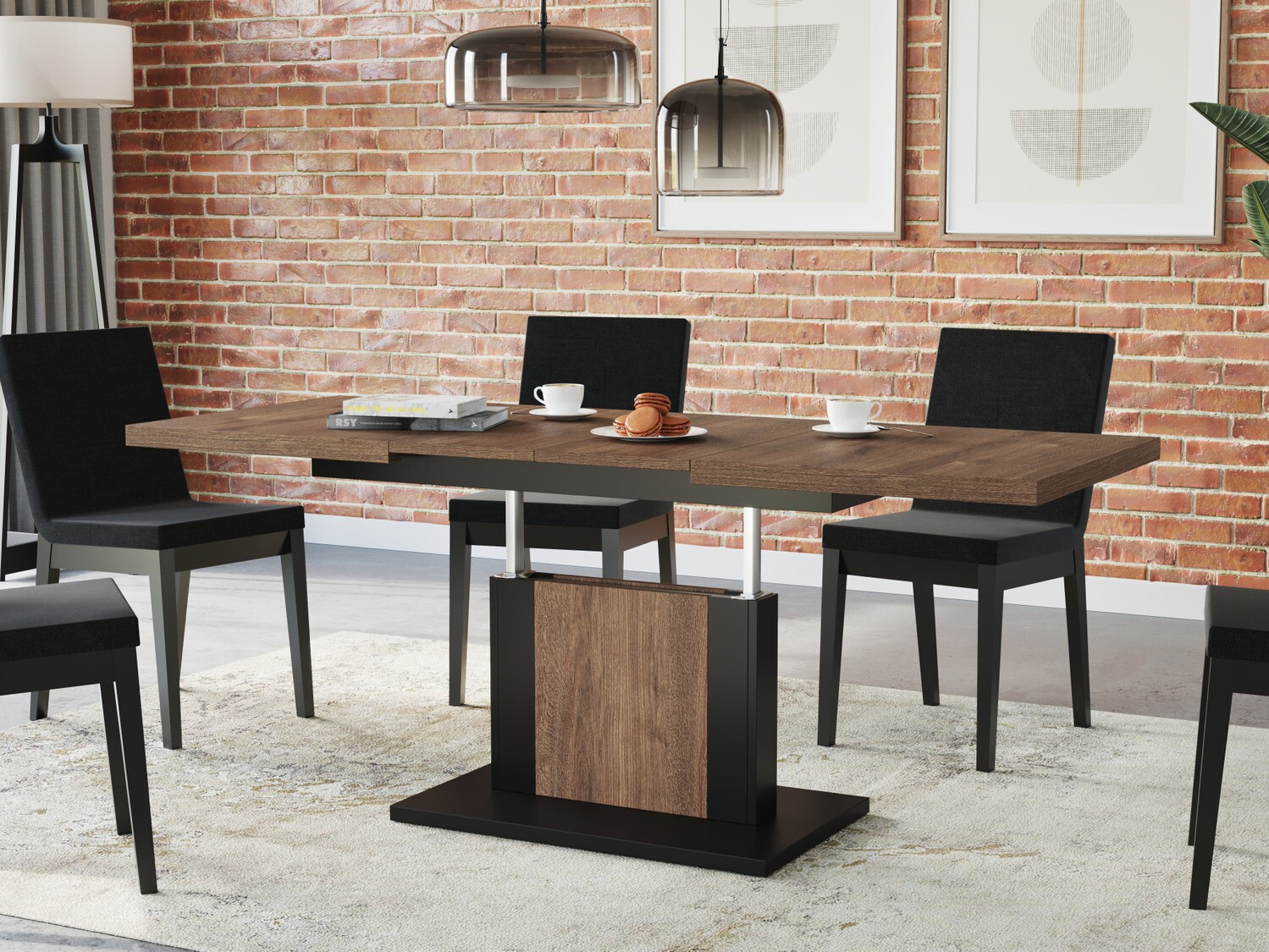 Salontafel transformator Glendale 103 (Donkere eik + Zwart)