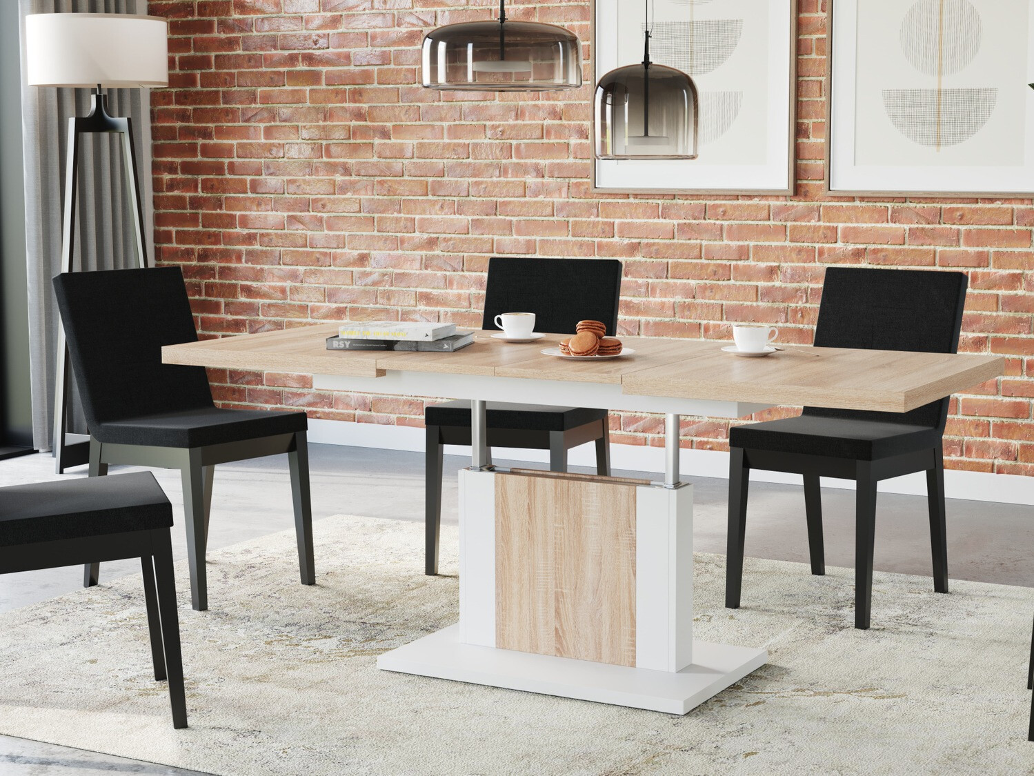 Salontafel transformator Glendale 103 (Sonoma eik + Wit)