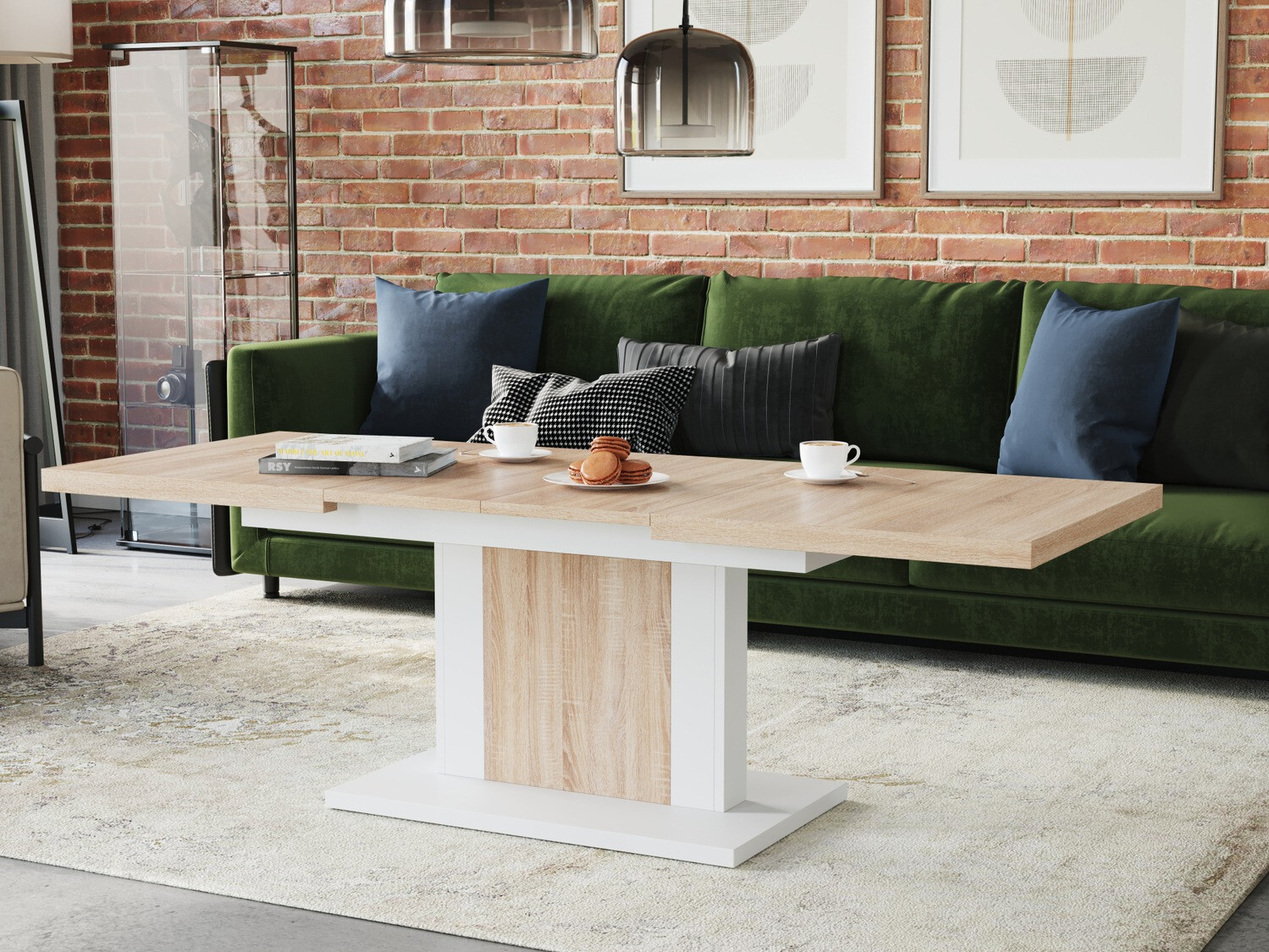 Salontafel transformator Glendale 103 (Sonoma eik + Wit)