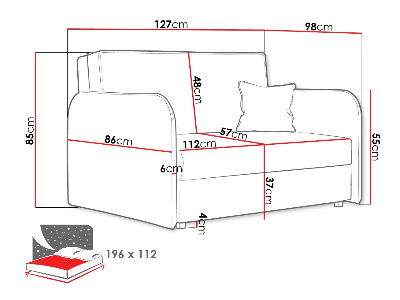 Slaapbank Columbus 124 (Mono 235)